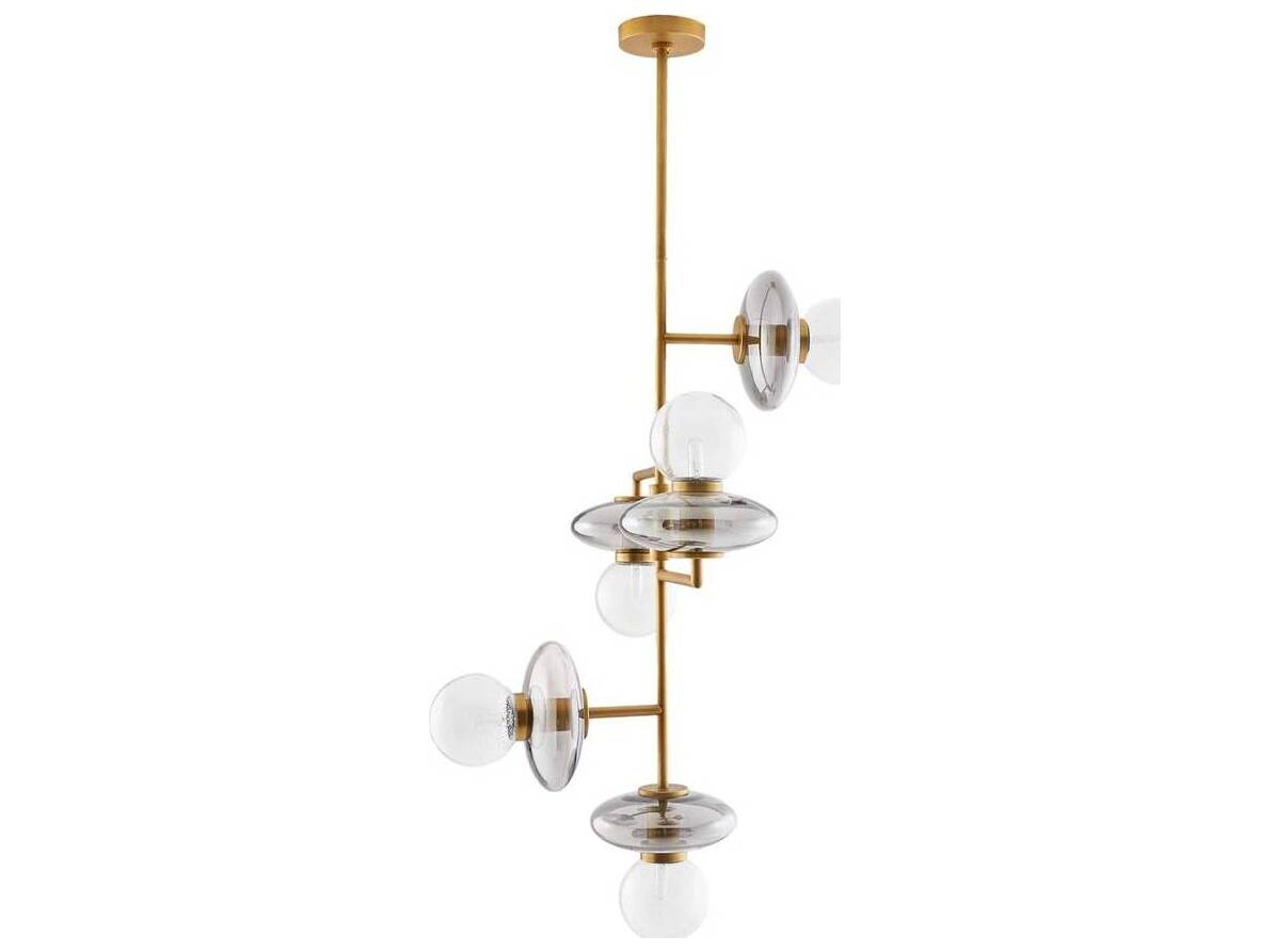 Arteriors Home Pimpri 5-Light Blue Smoke Glass Brass Chandelier
