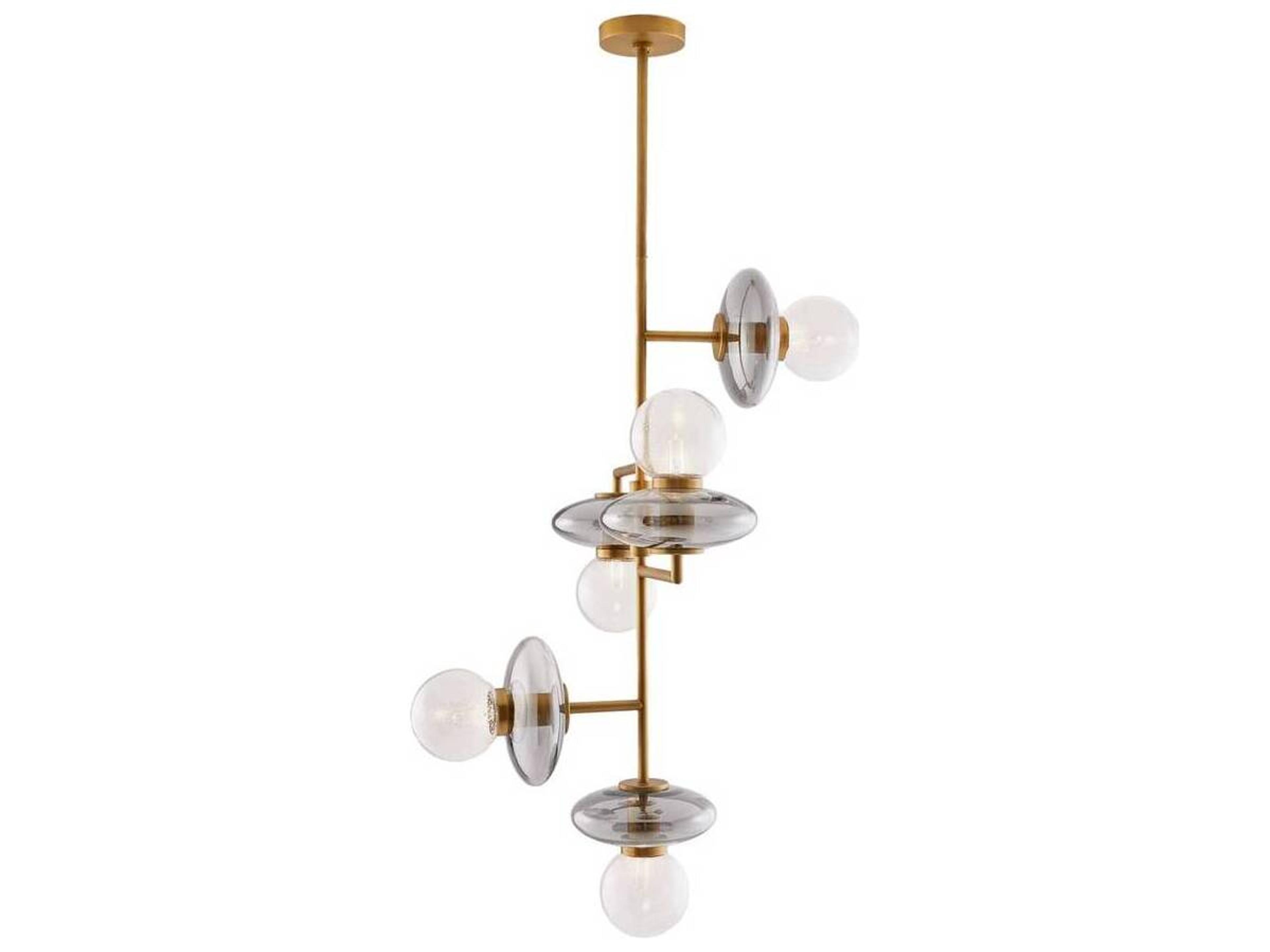 Arteriors Home Pimpri 5-Light Blue Smoke Glass Brass Chandelier
