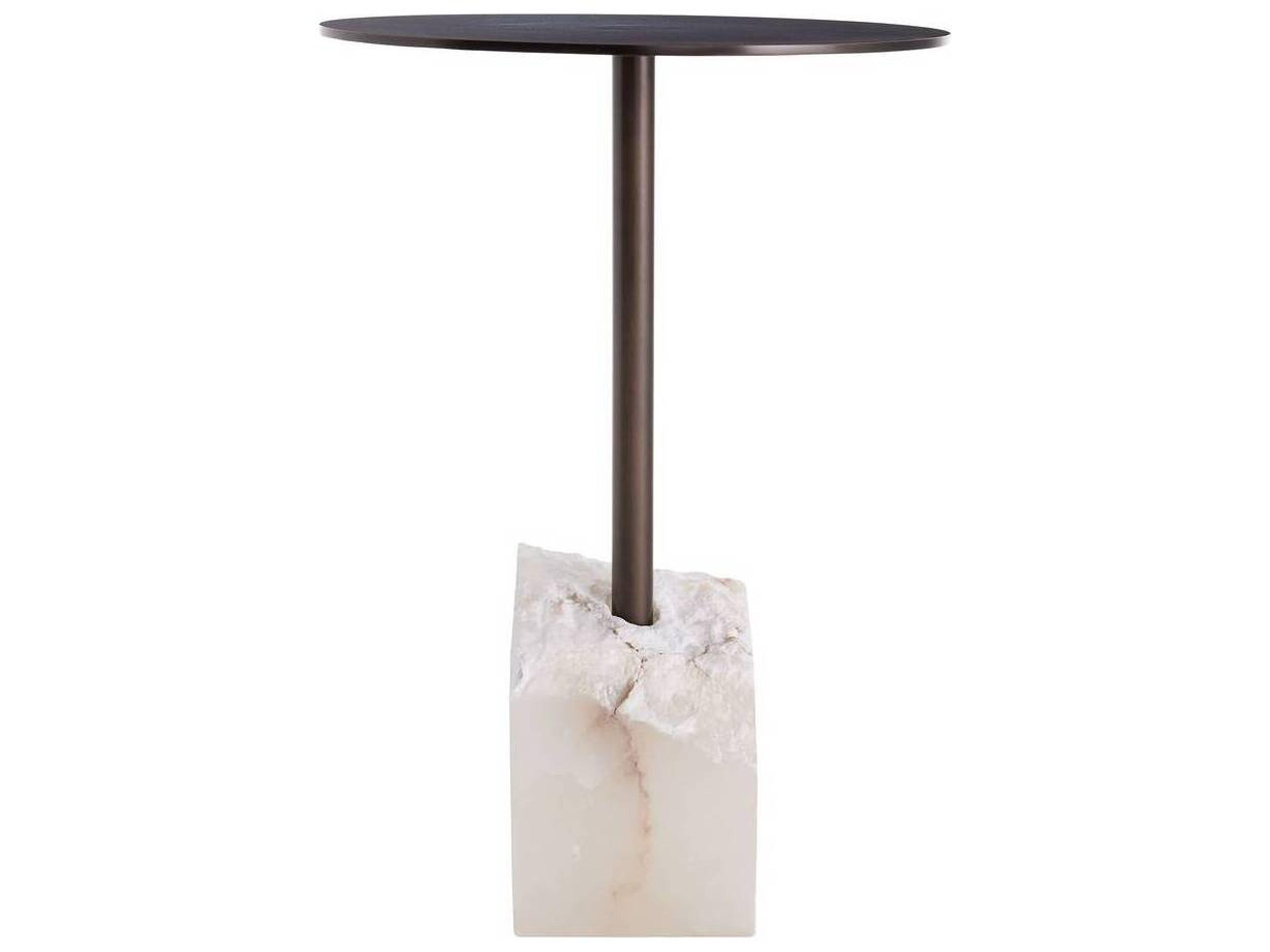 Jane Accent Table Round Bronze Steel White Alabaster
