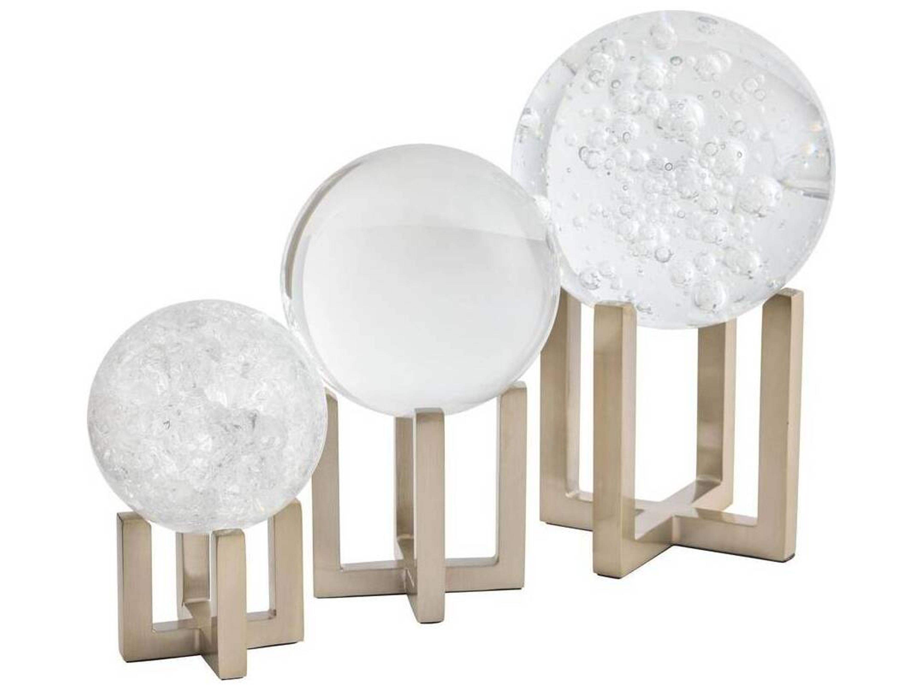 Macarthur Crystal Sculptures Set of 3 Antique Brass