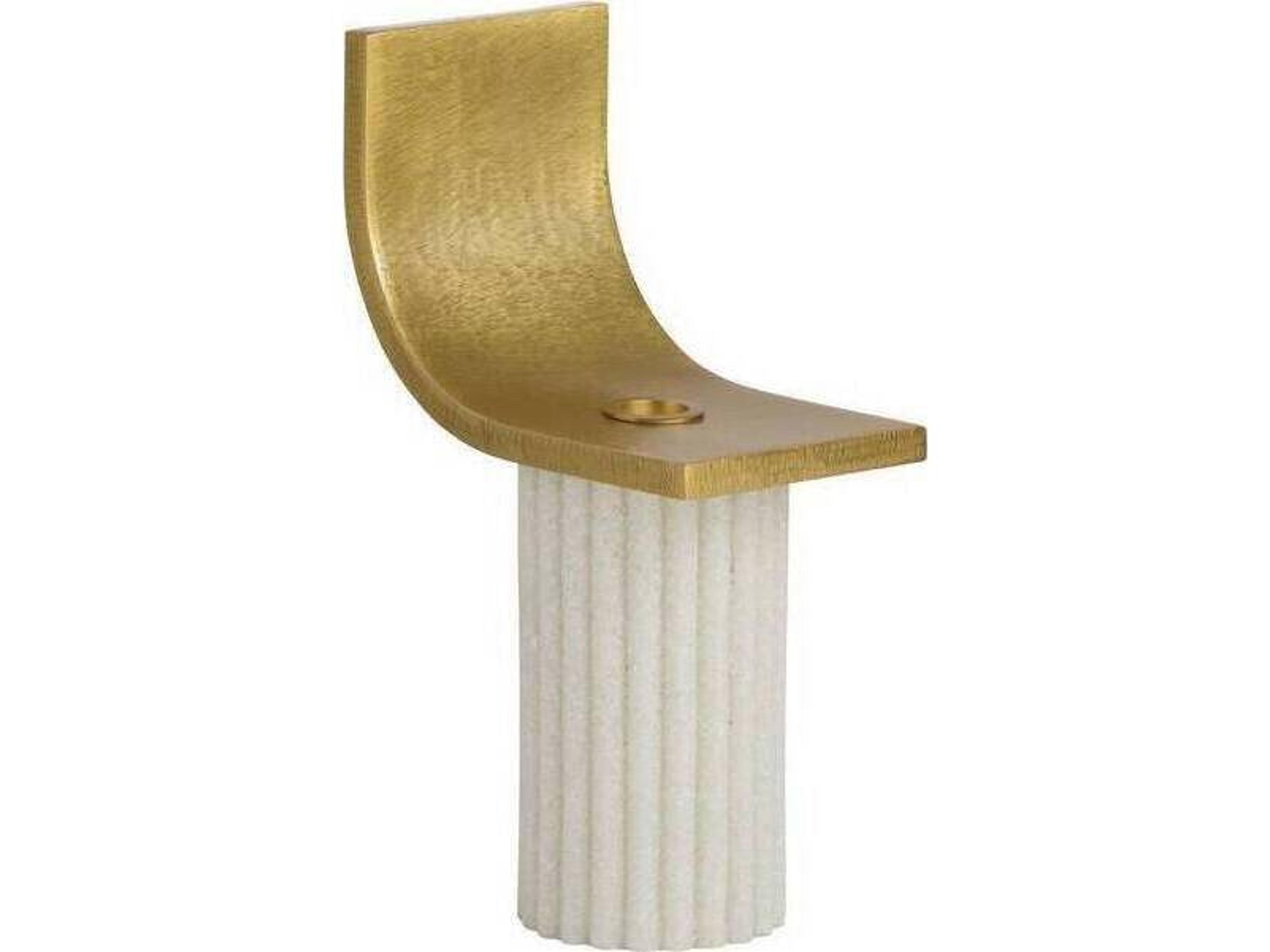 Arteriors Home Ivanna Ivory Antique Brass White Gold Candleholders Set of 2