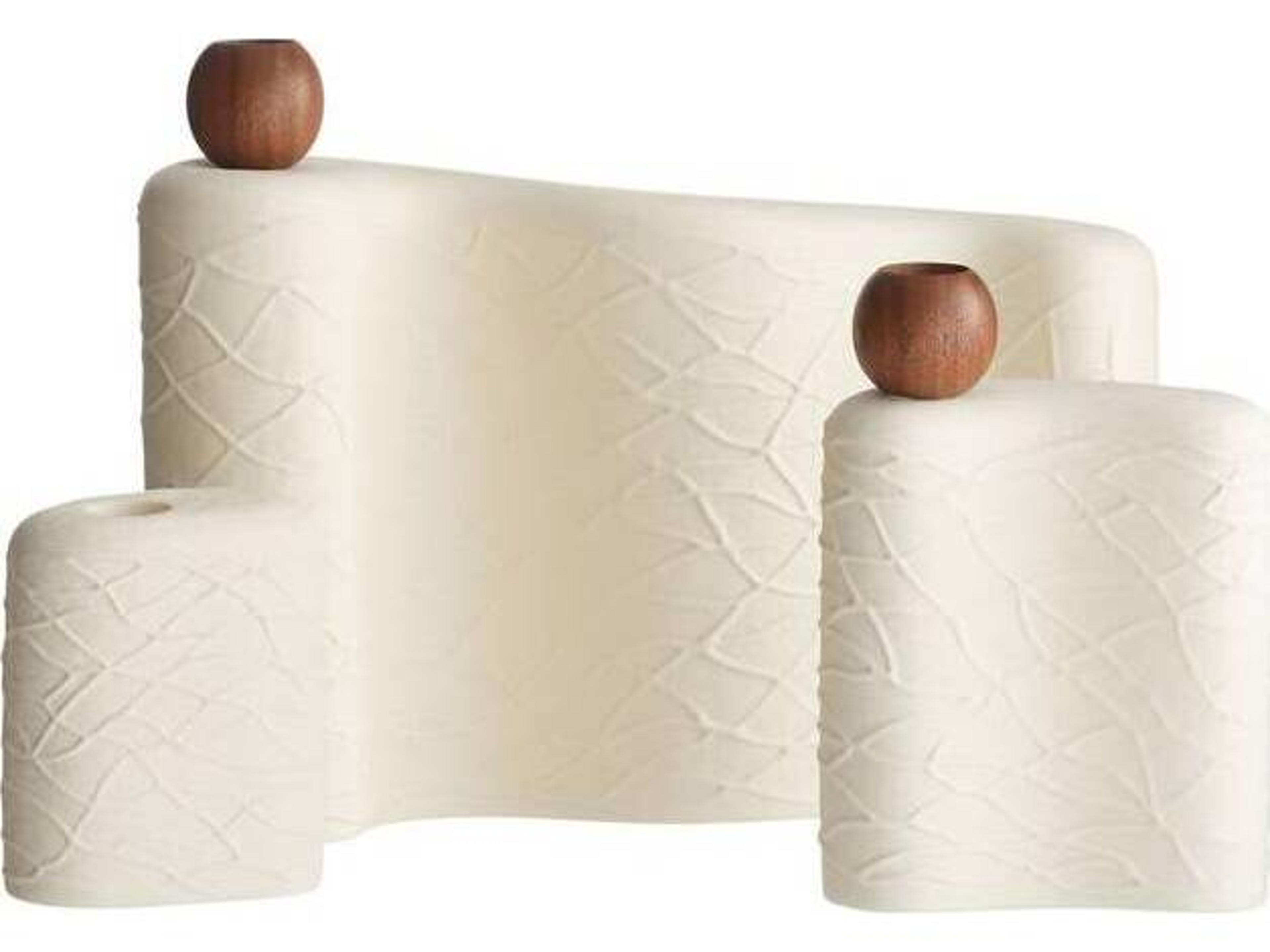 Arteriors Home Matte Eggshell Walnut Candle Holder