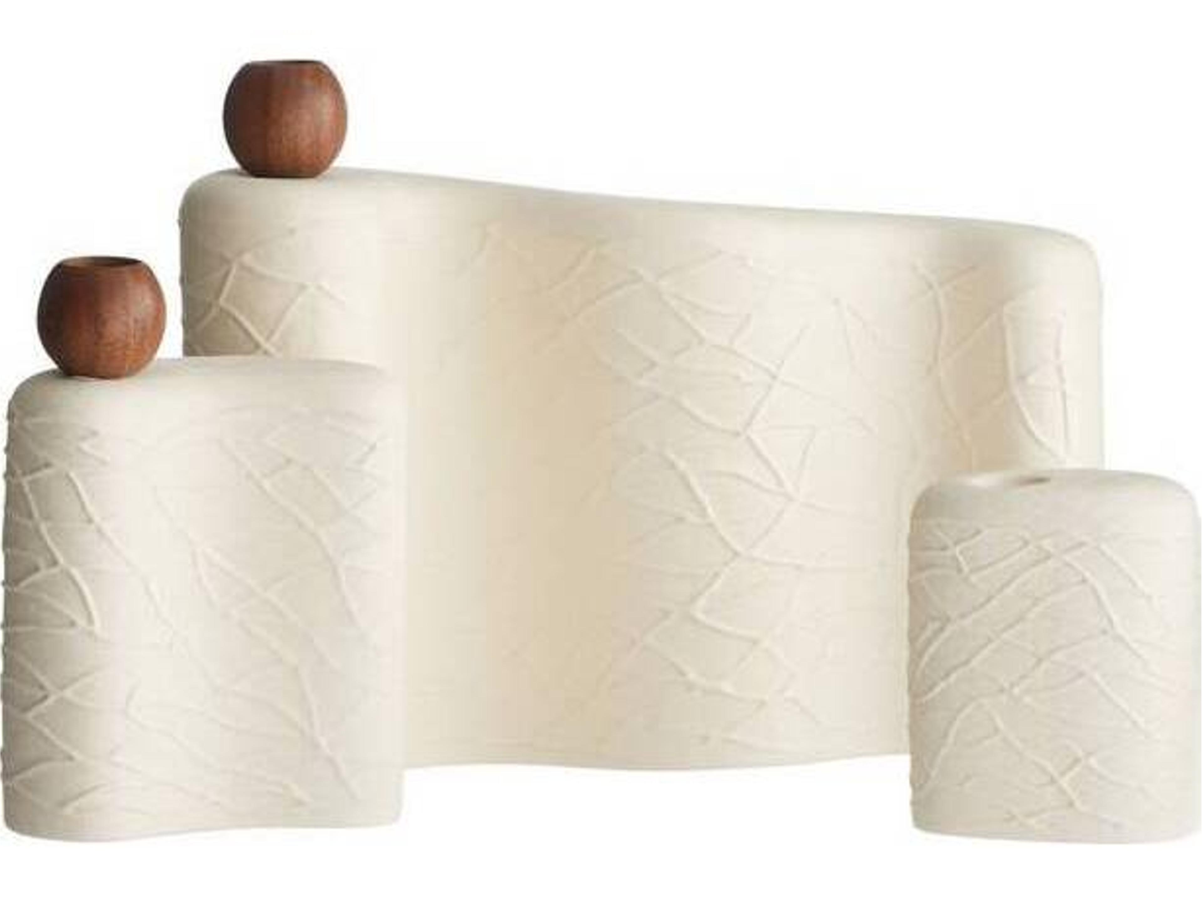 Arteriors Home Matte Eggshell Walnut Candle Holder