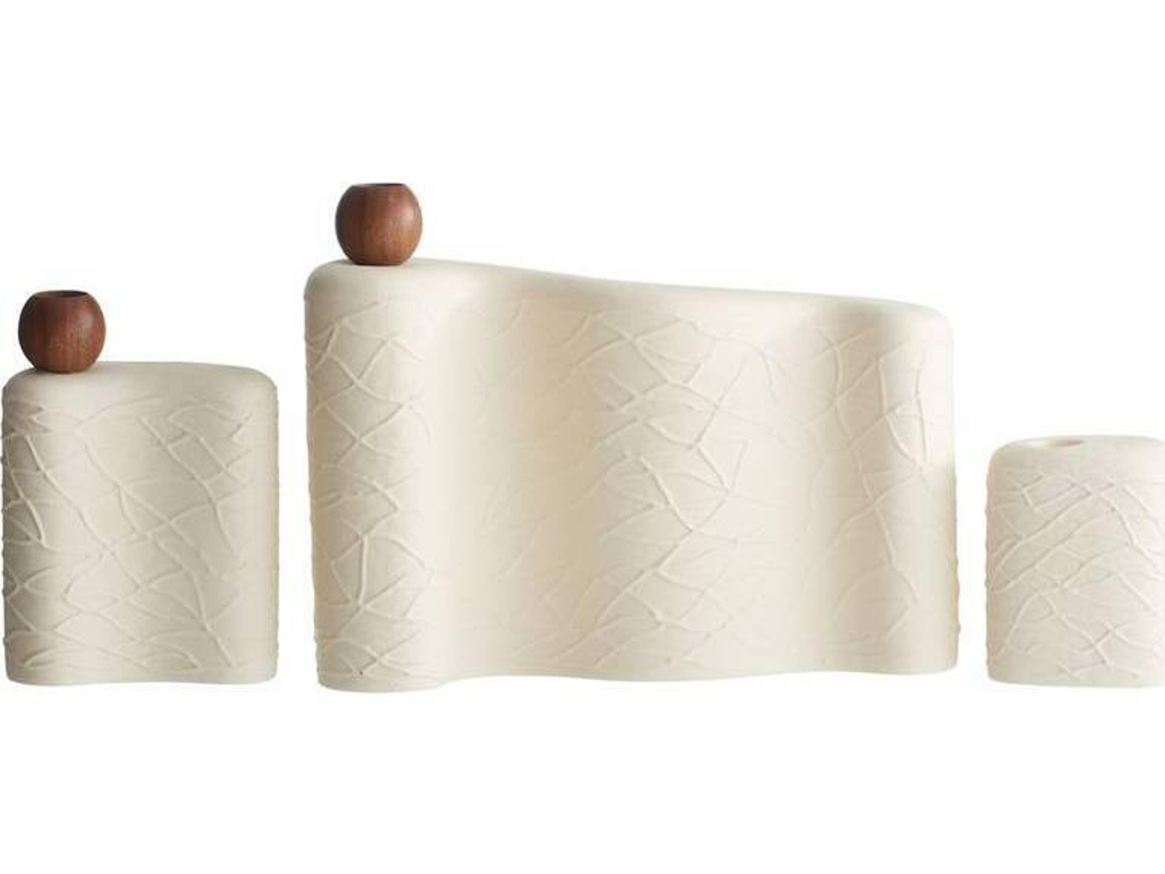 Arteriors Home Matte Eggshell Walnut Candle Holder