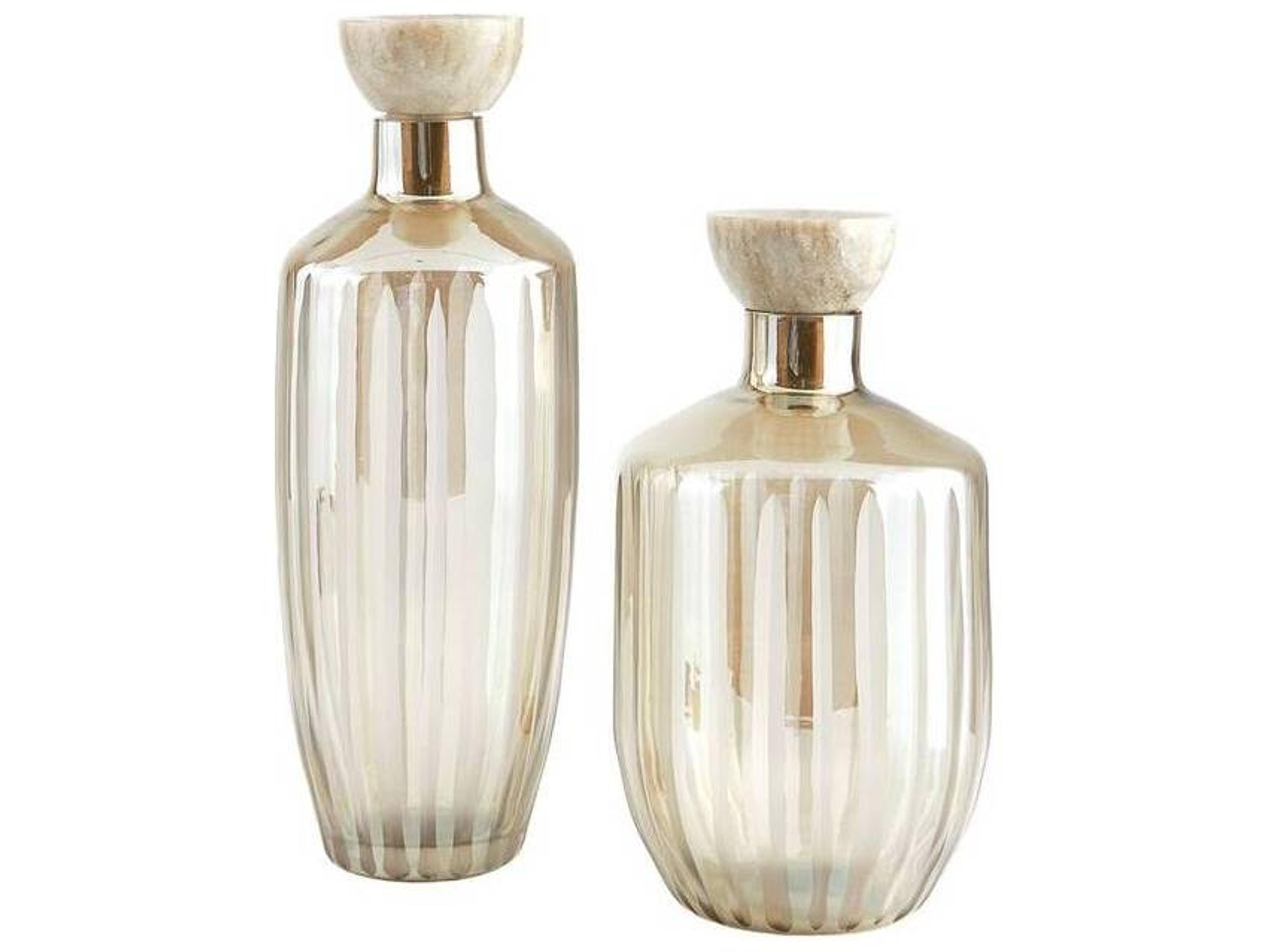 Arielle Decanters Set of 2 Smoke Luster Glass