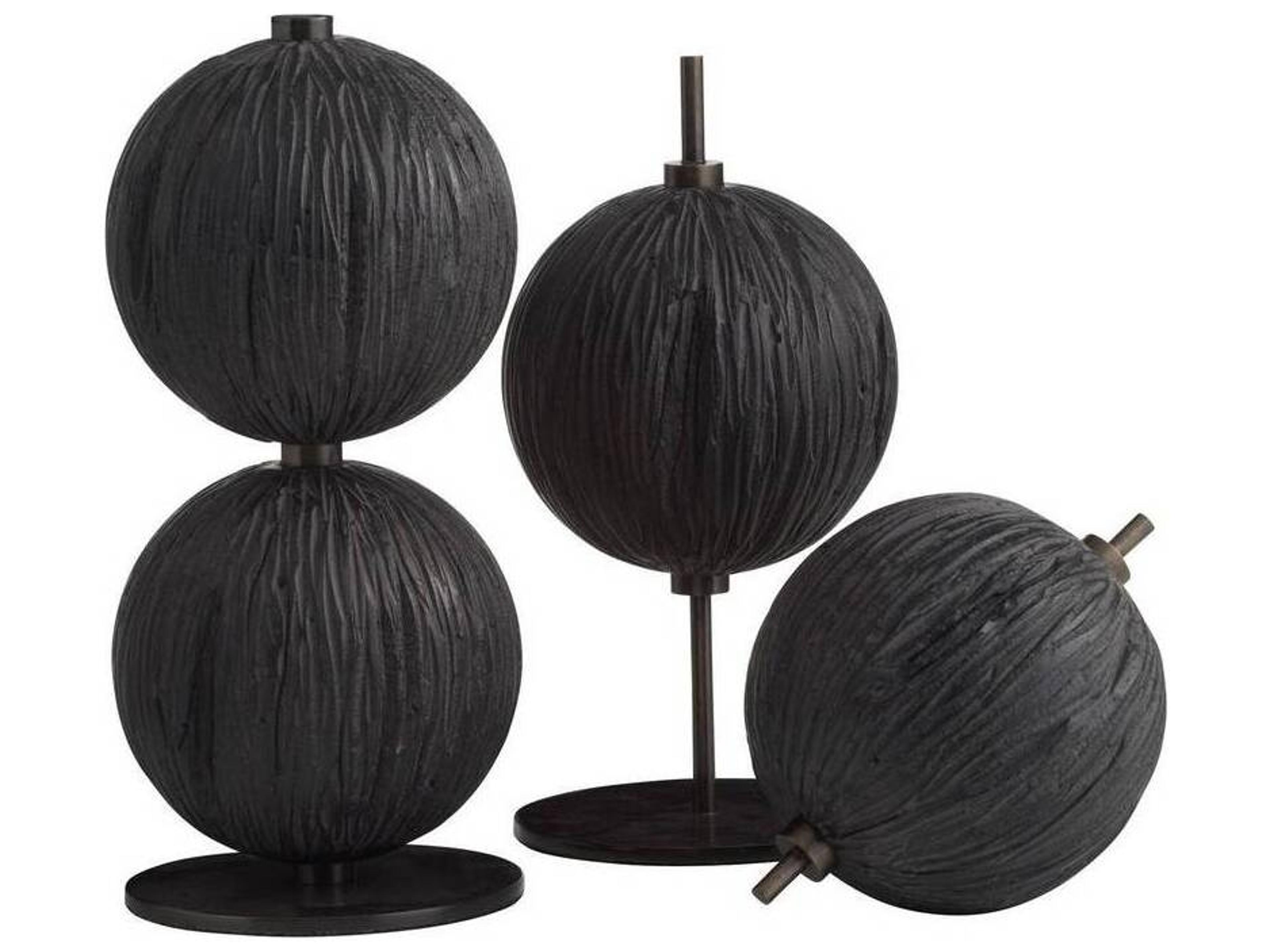 Arteriors Home Kyros Ebony English Bronze Black Sculptures Set of 3