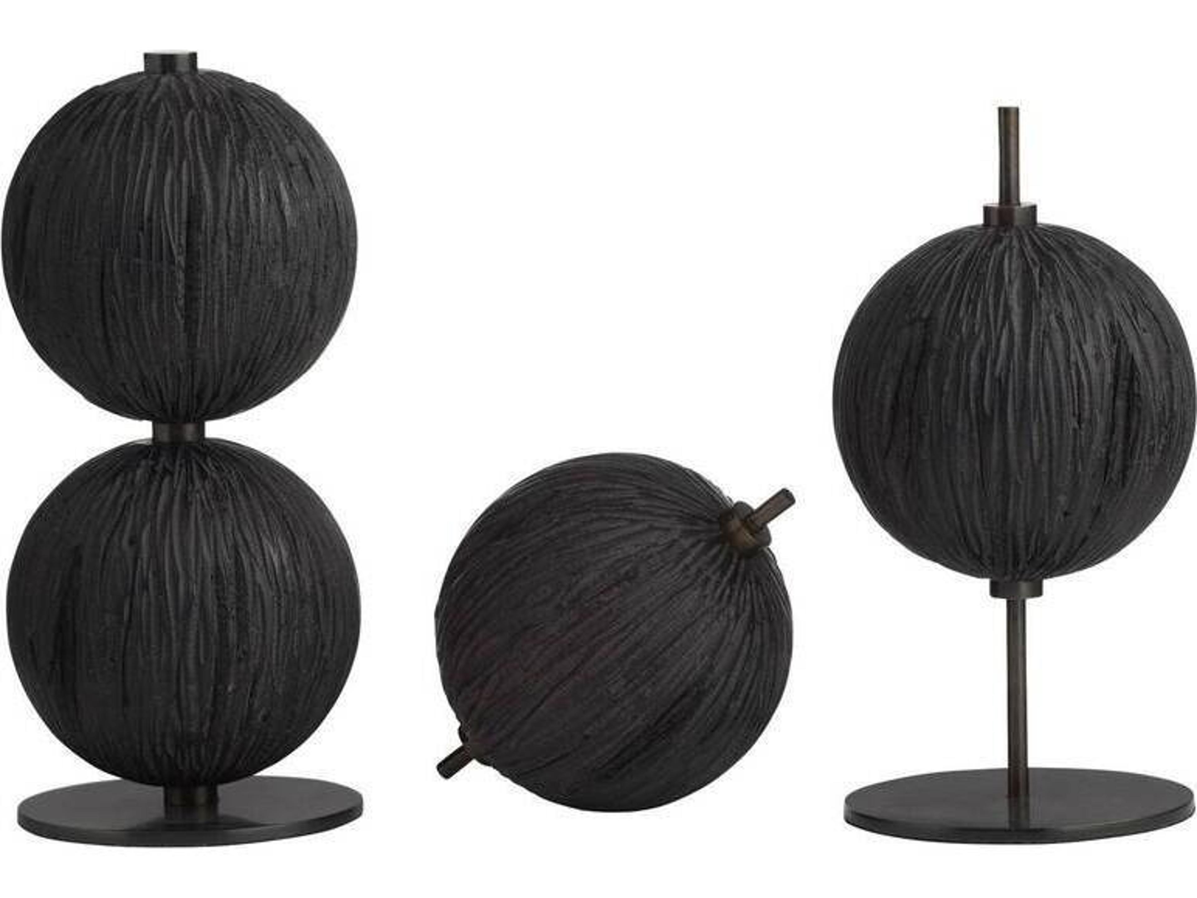 Arteriors Home Kyros Ebony English Bronze Black Sculptures Set of 3