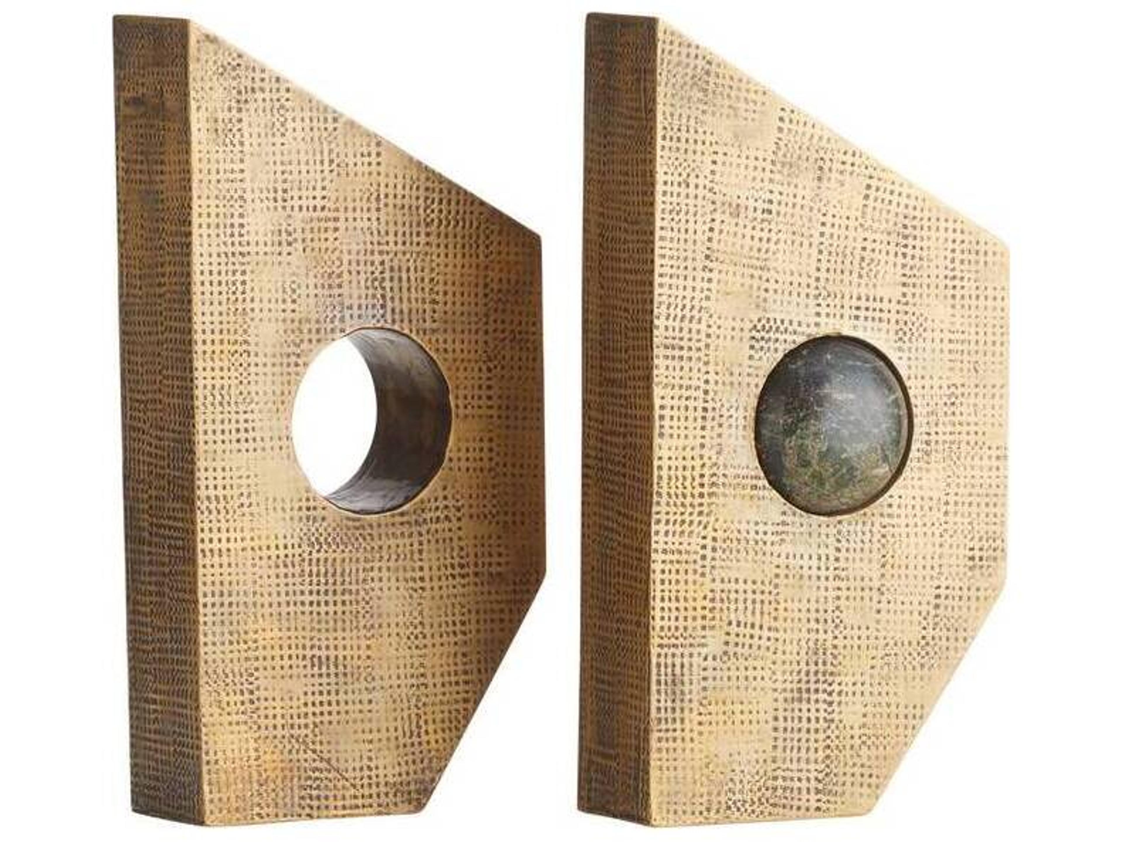 Garrick Bookends Set of 2 Geometric Antique Brass