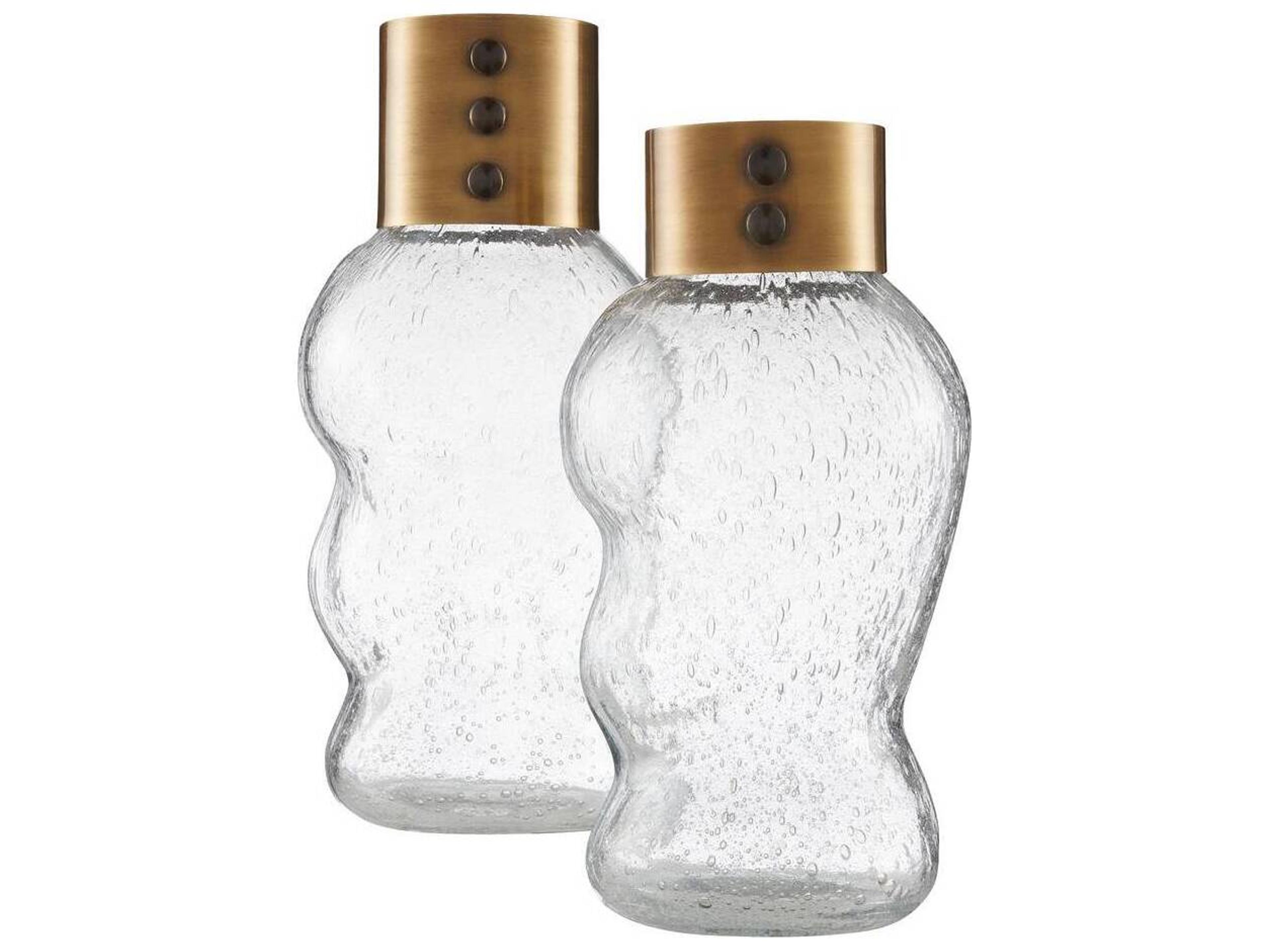 Decker Vases Set of 2 Clear Seedy Glass