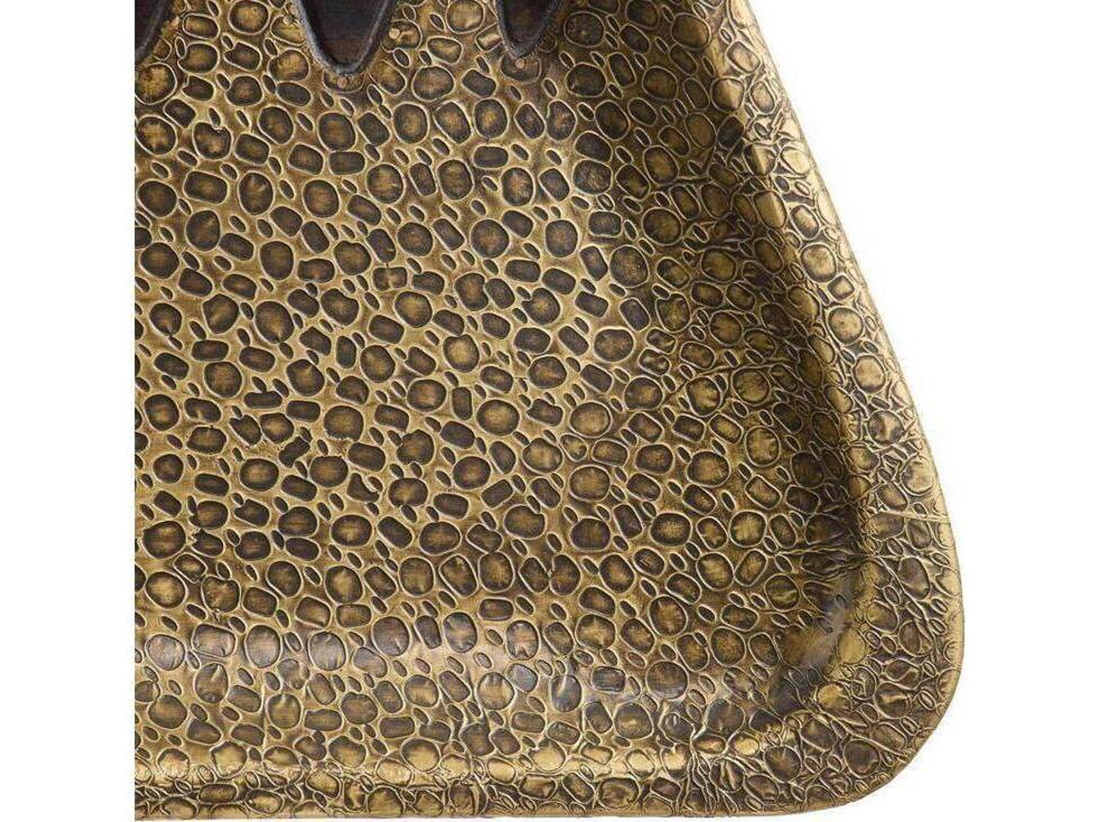 Arteriors Home Kolby Antique Brass Umber Gold Brown Serving Tray