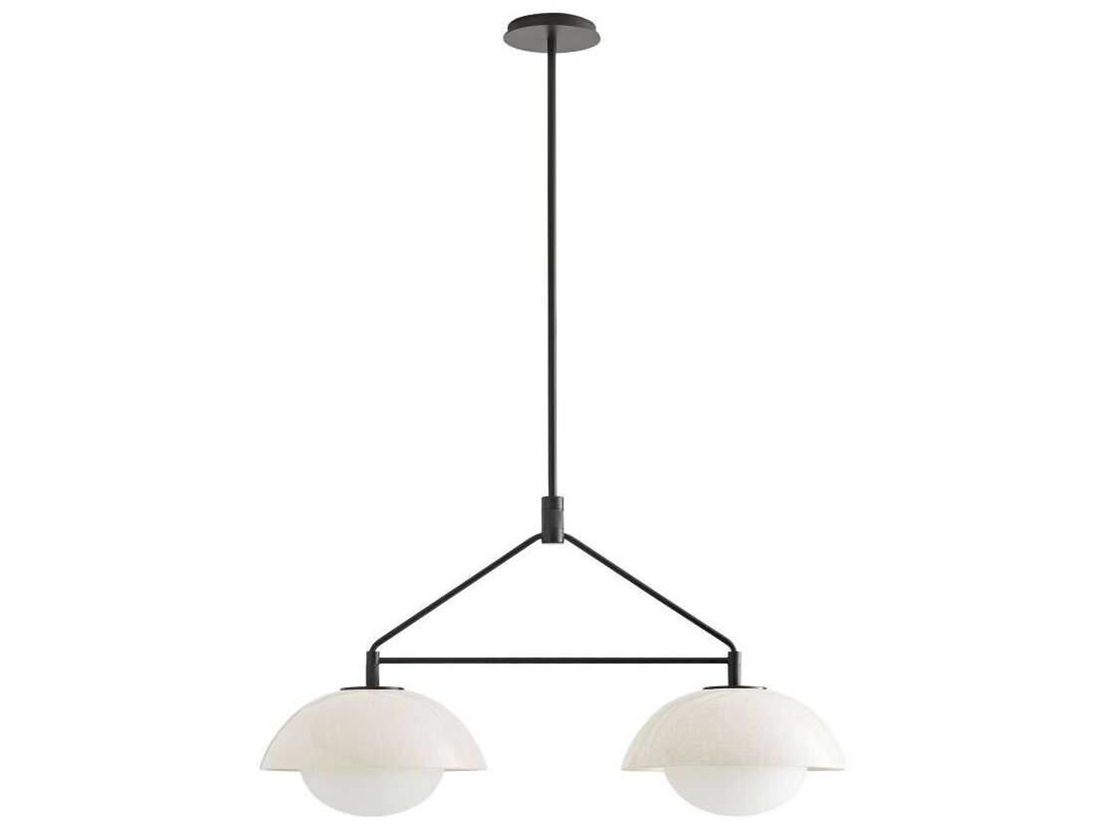 Arteriors Home Glaze 2-Light Blackened Steel Off White Dome Island Pendant