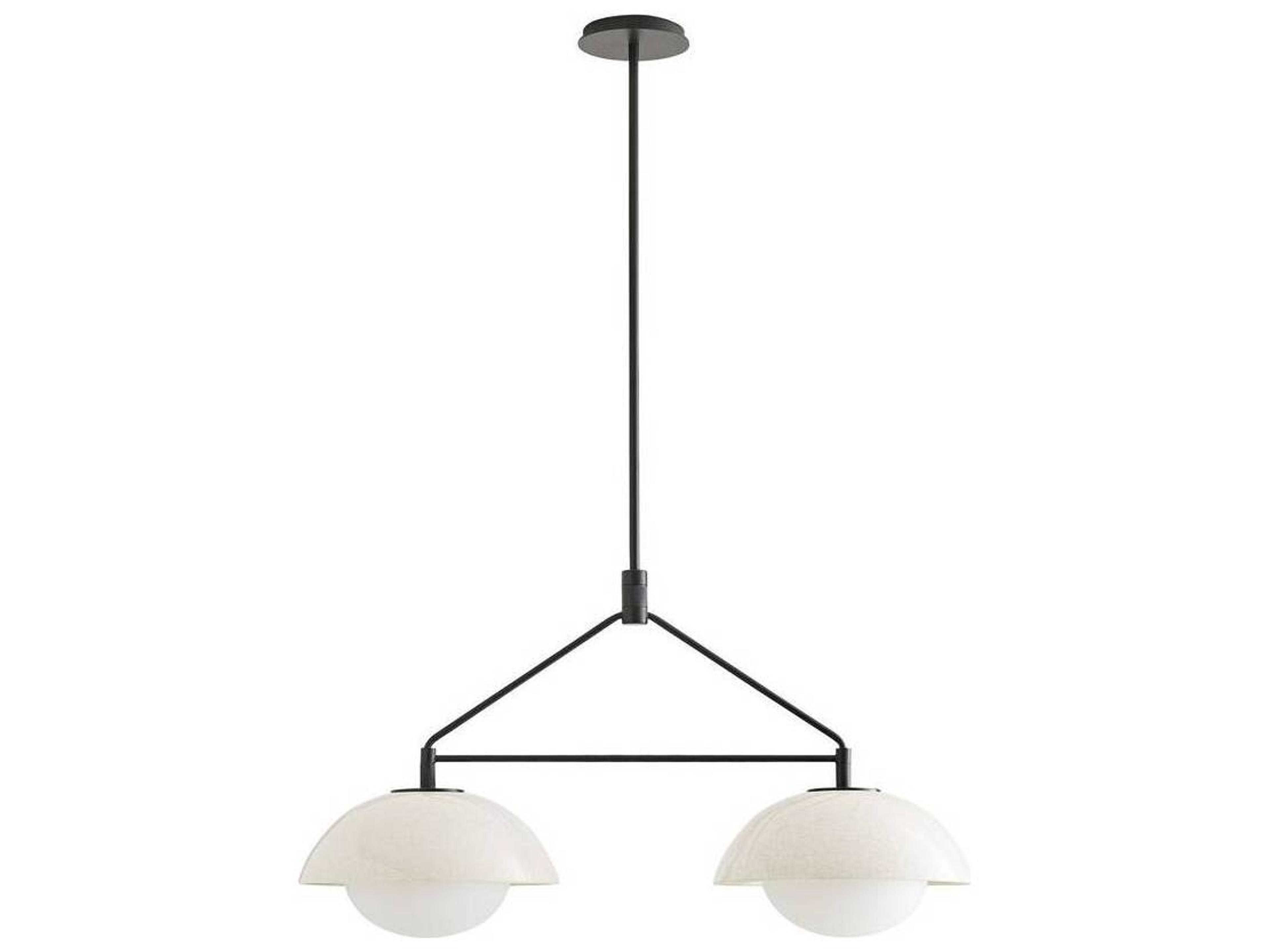 Arteriors Home Glaze 2-Light Blackened Steel Off White Dome Island Pendant