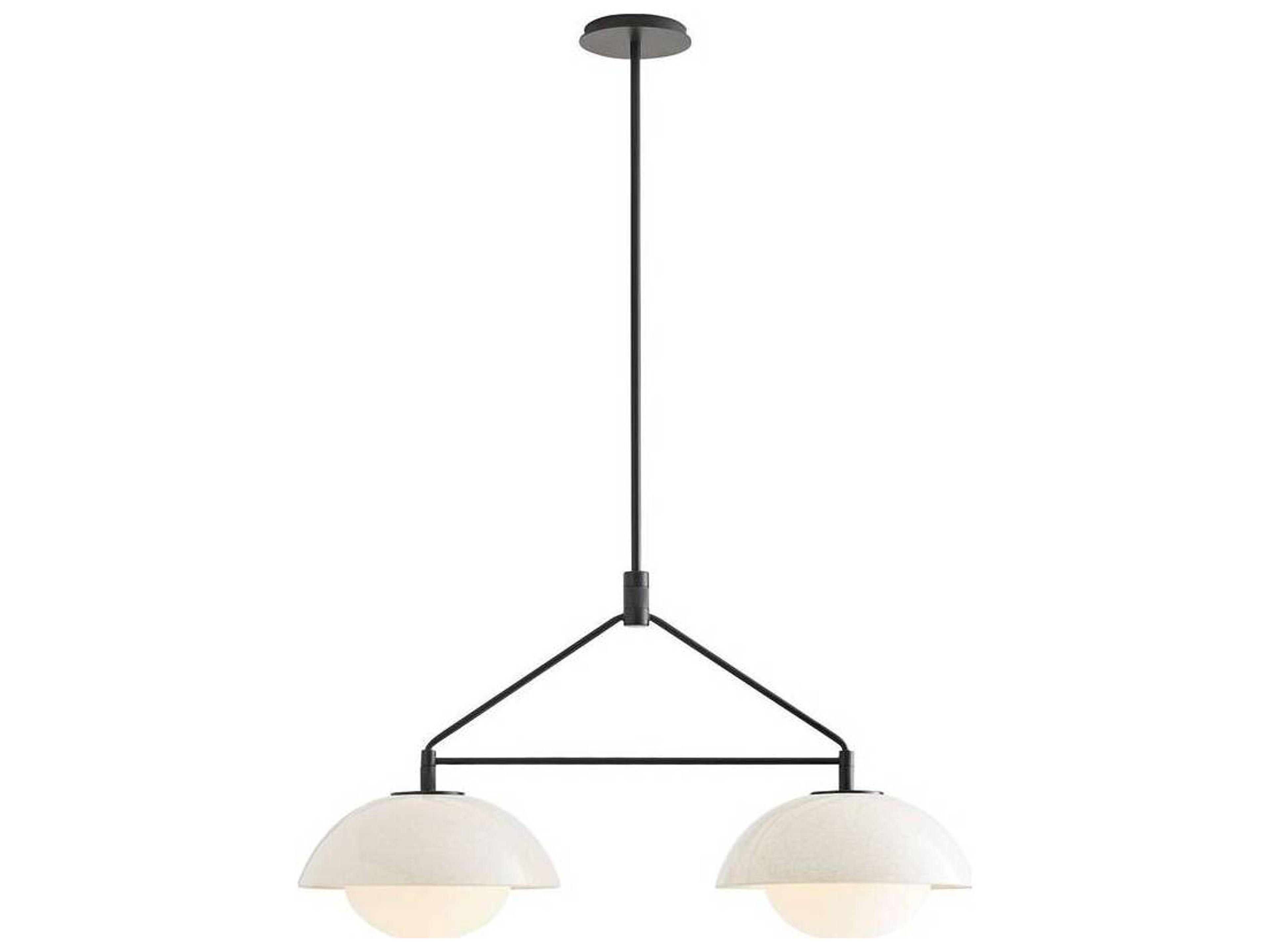 Arteriors Home Glaze 2-Light Blackened Steel Off White Dome Island Pendant