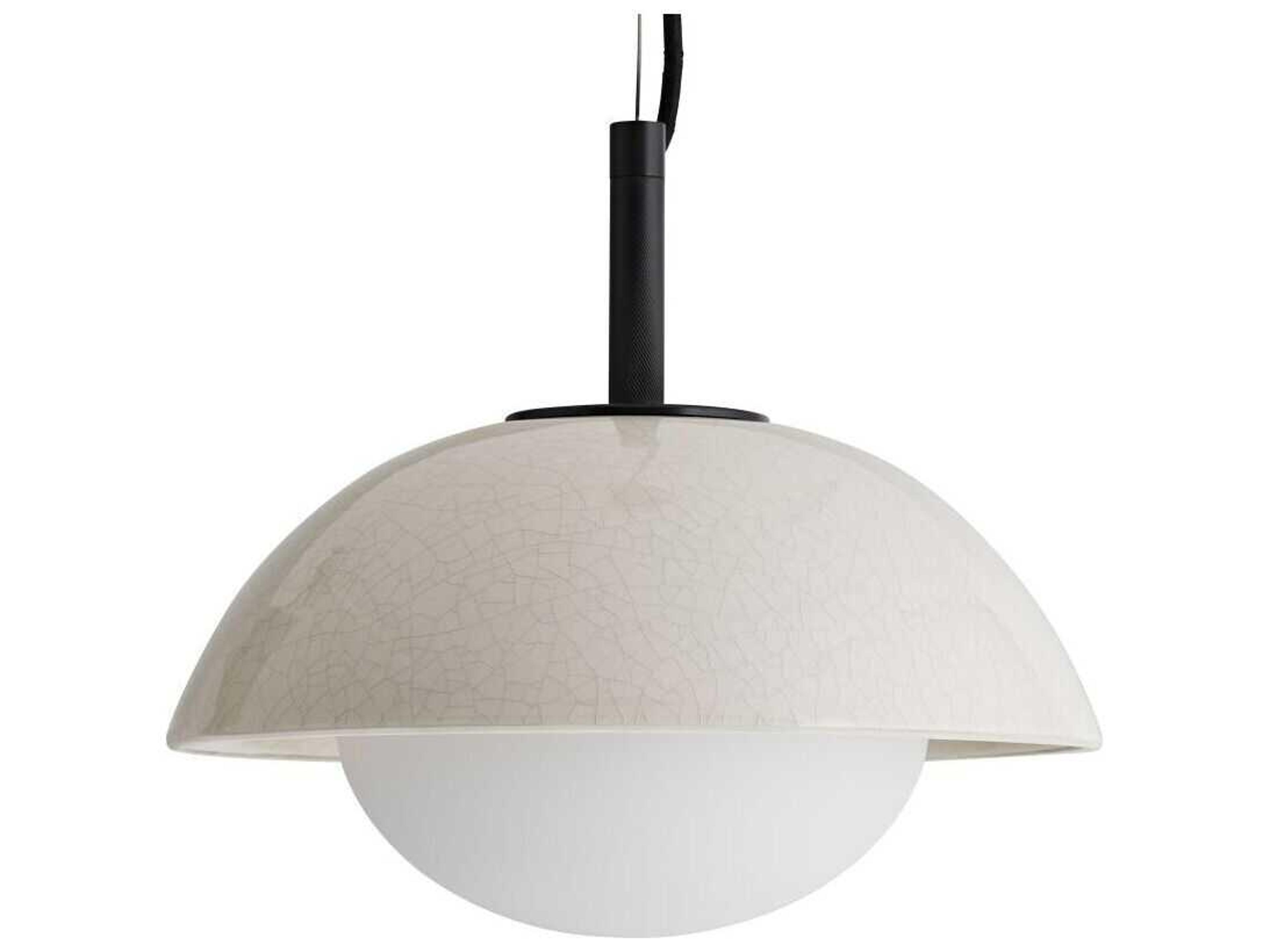 Arteriors Home Glaze 1-Light Blackened Steel Off White Dome Mini Pendant