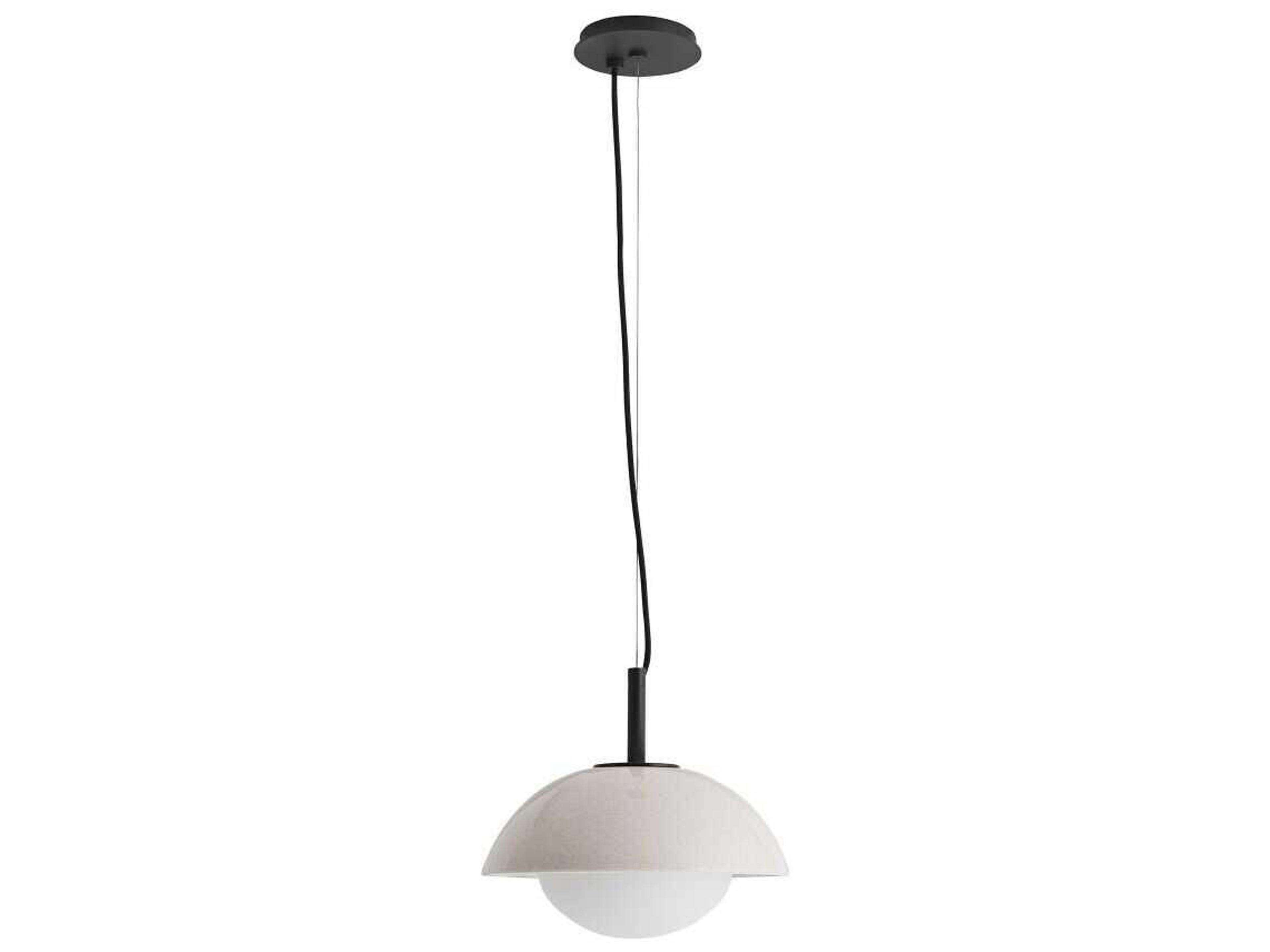 Arteriors Home Glaze 1-Light Blackened Steel Off White Dome Mini Pendant