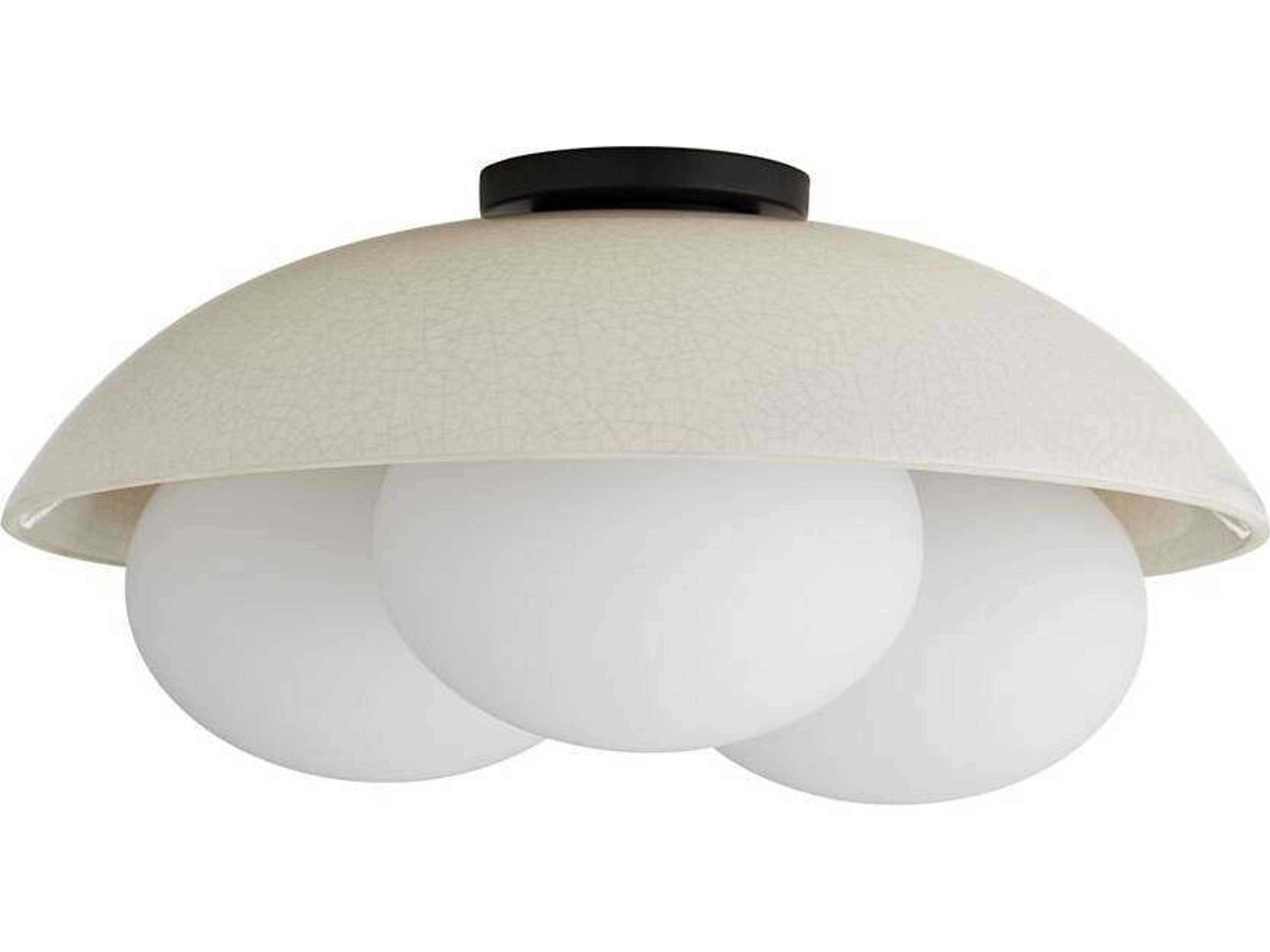 Arteriors Home Glaze 3-Light Blackened Steel Off White Dome Flush Mount
