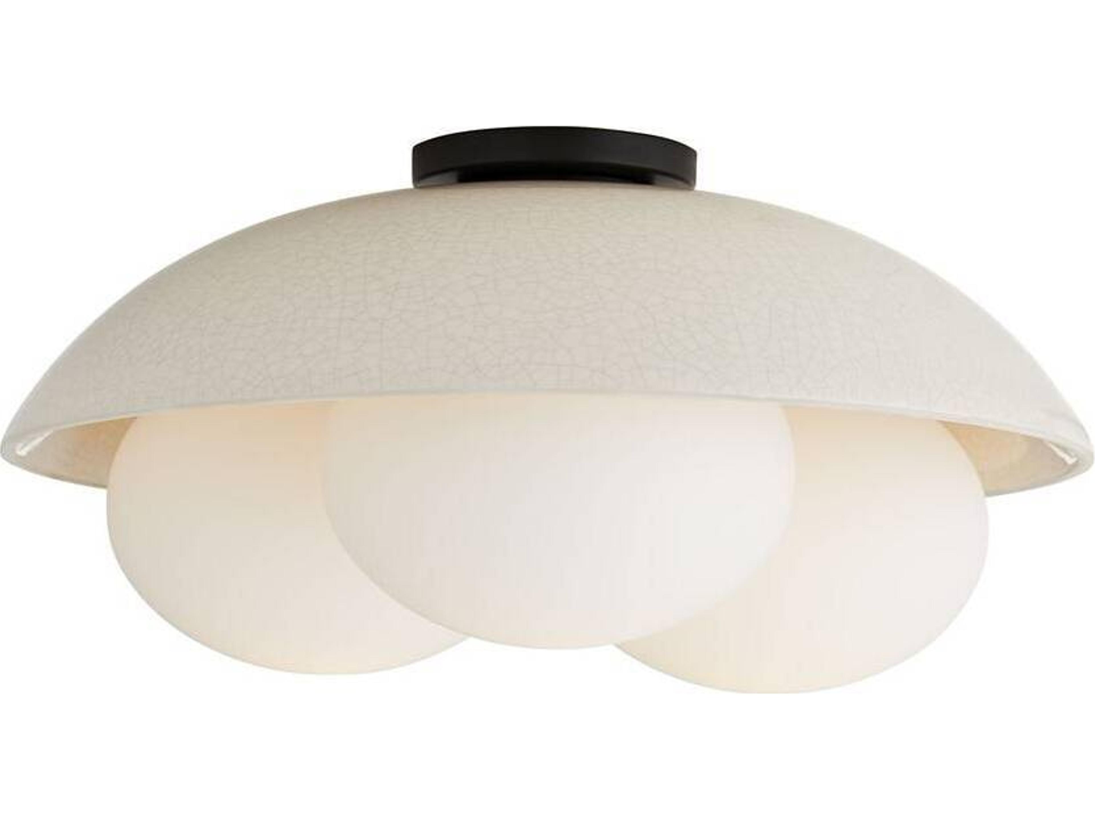 Arteriors Home Glaze 3-Light Blackened Steel Off White Dome Flush Mount
