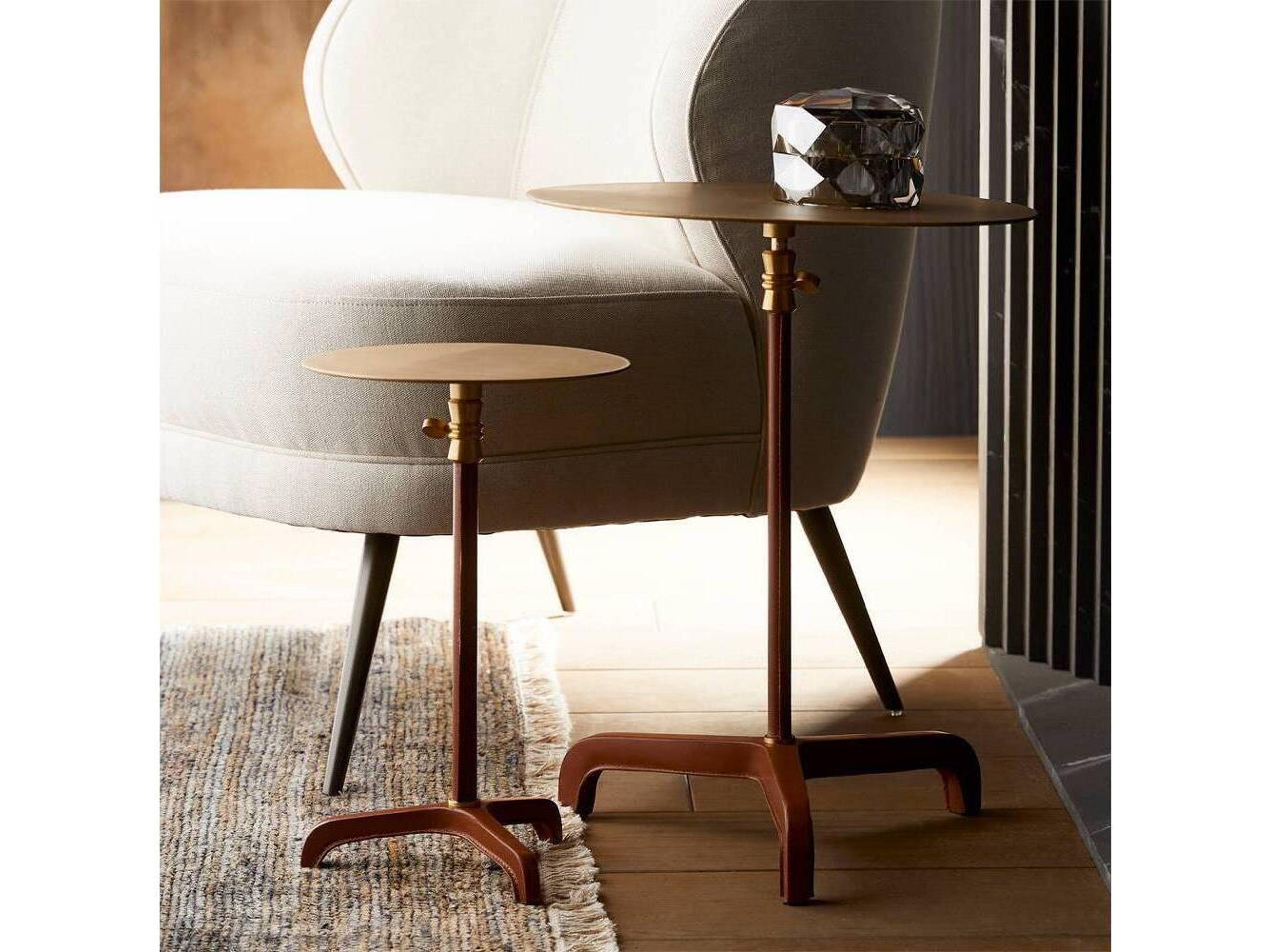 Addison Accent Table Cognac Leather Adjustable Height