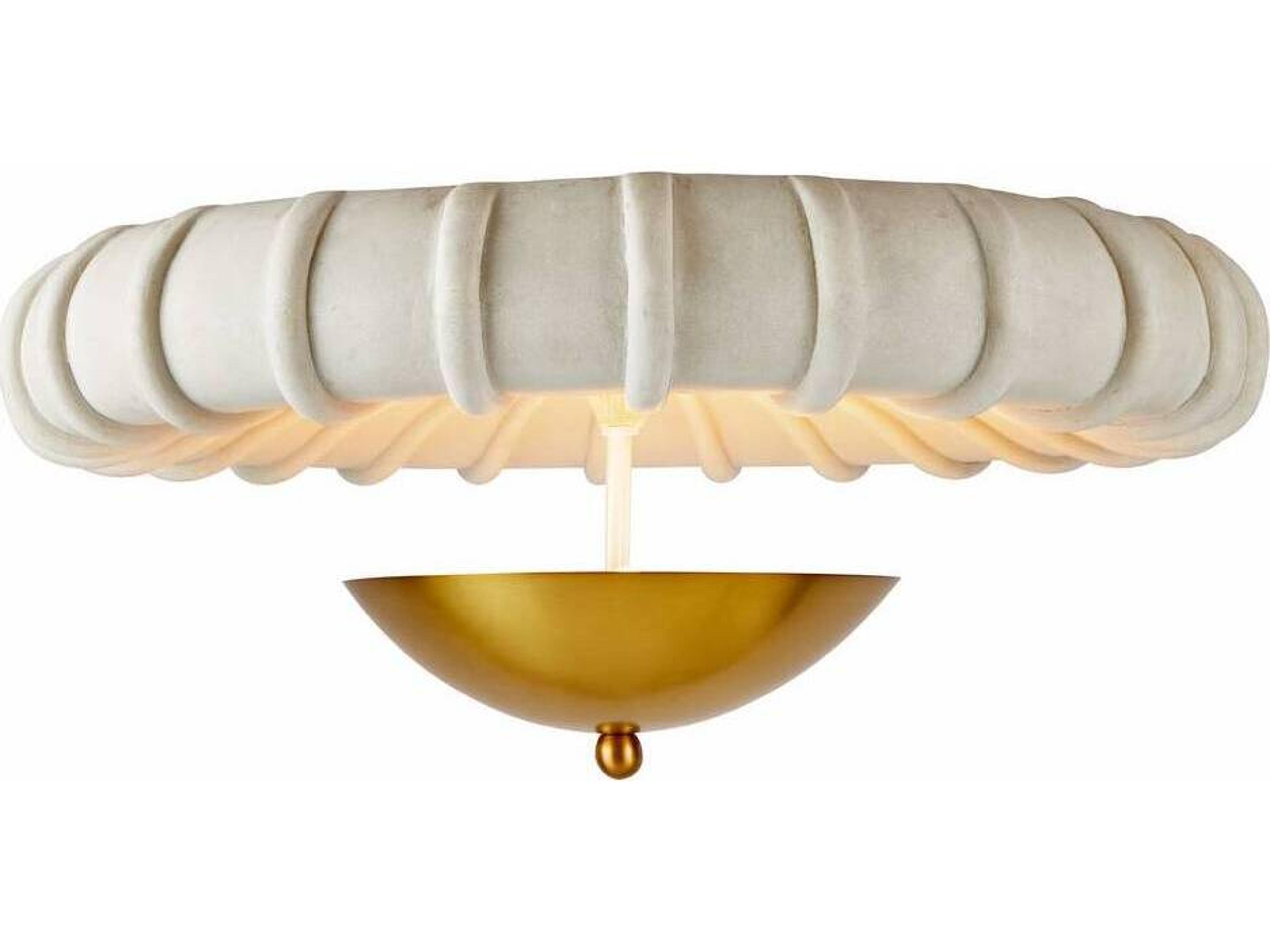 Arteriors Home Camella 3-Light Ivory Antique Brass White Bowl Round Flush Mount