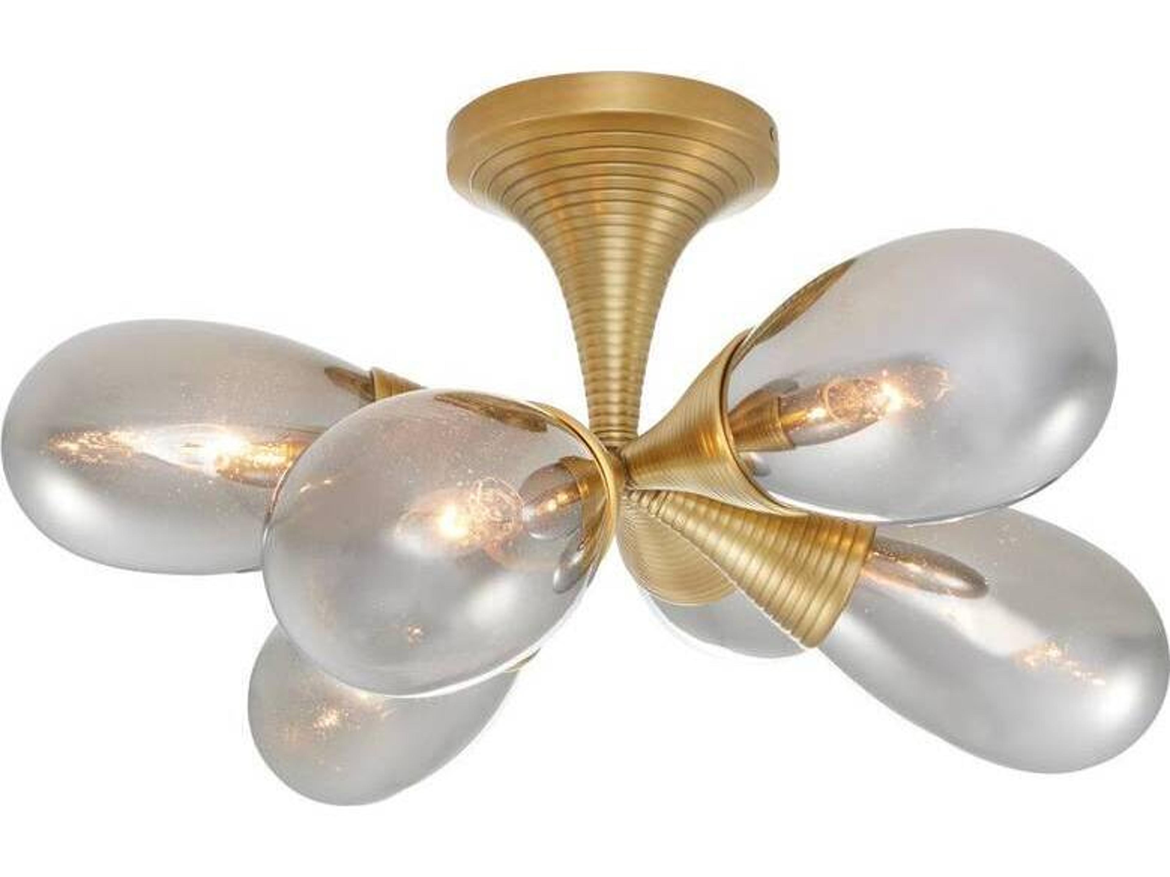 Arteriors Home Giselle 6-Light Smoke Luster Antique Brass Semi Flush Mount