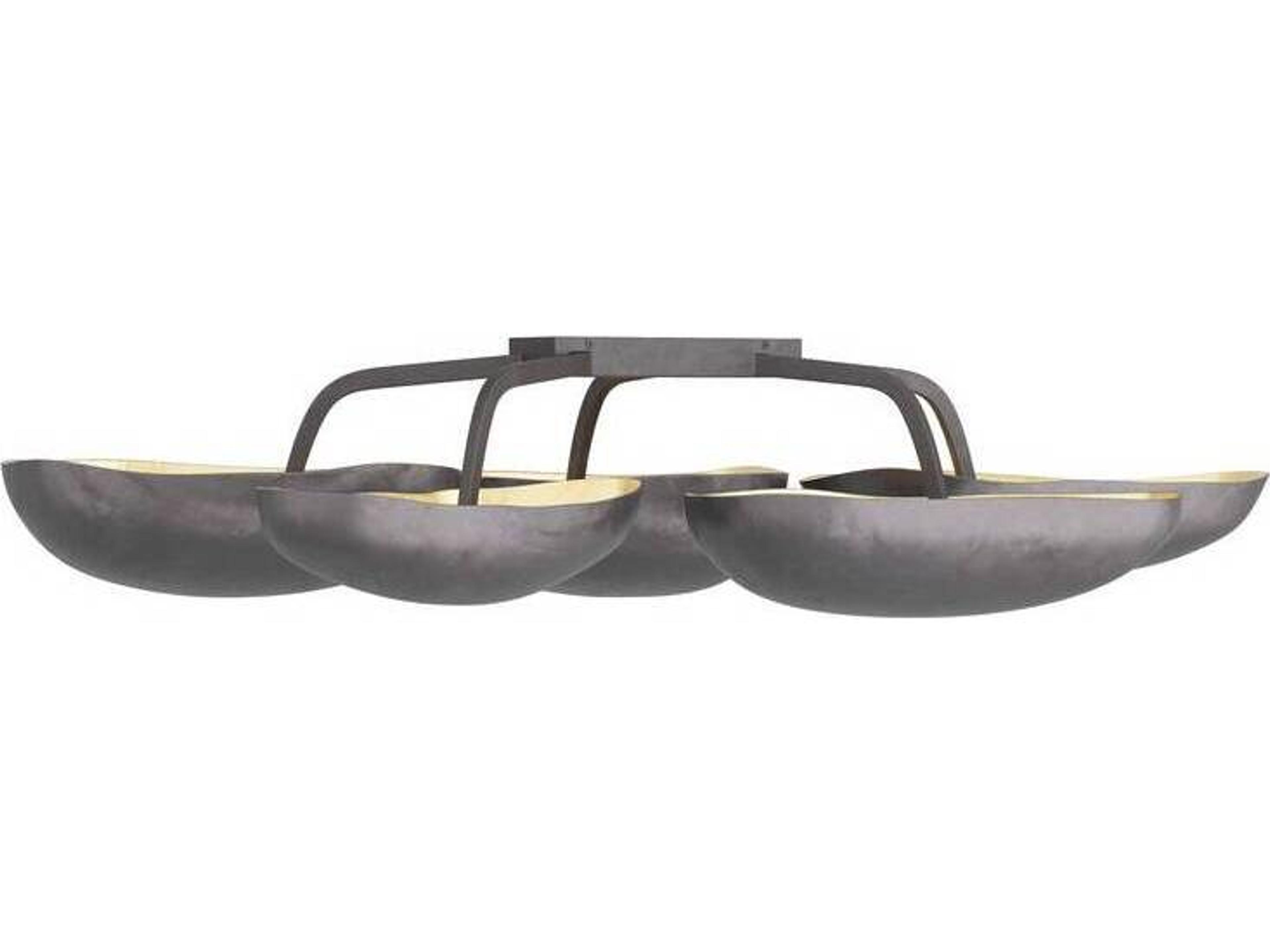 Theo Flush Mount Sculptural Blackened Iron Ceiling Light
