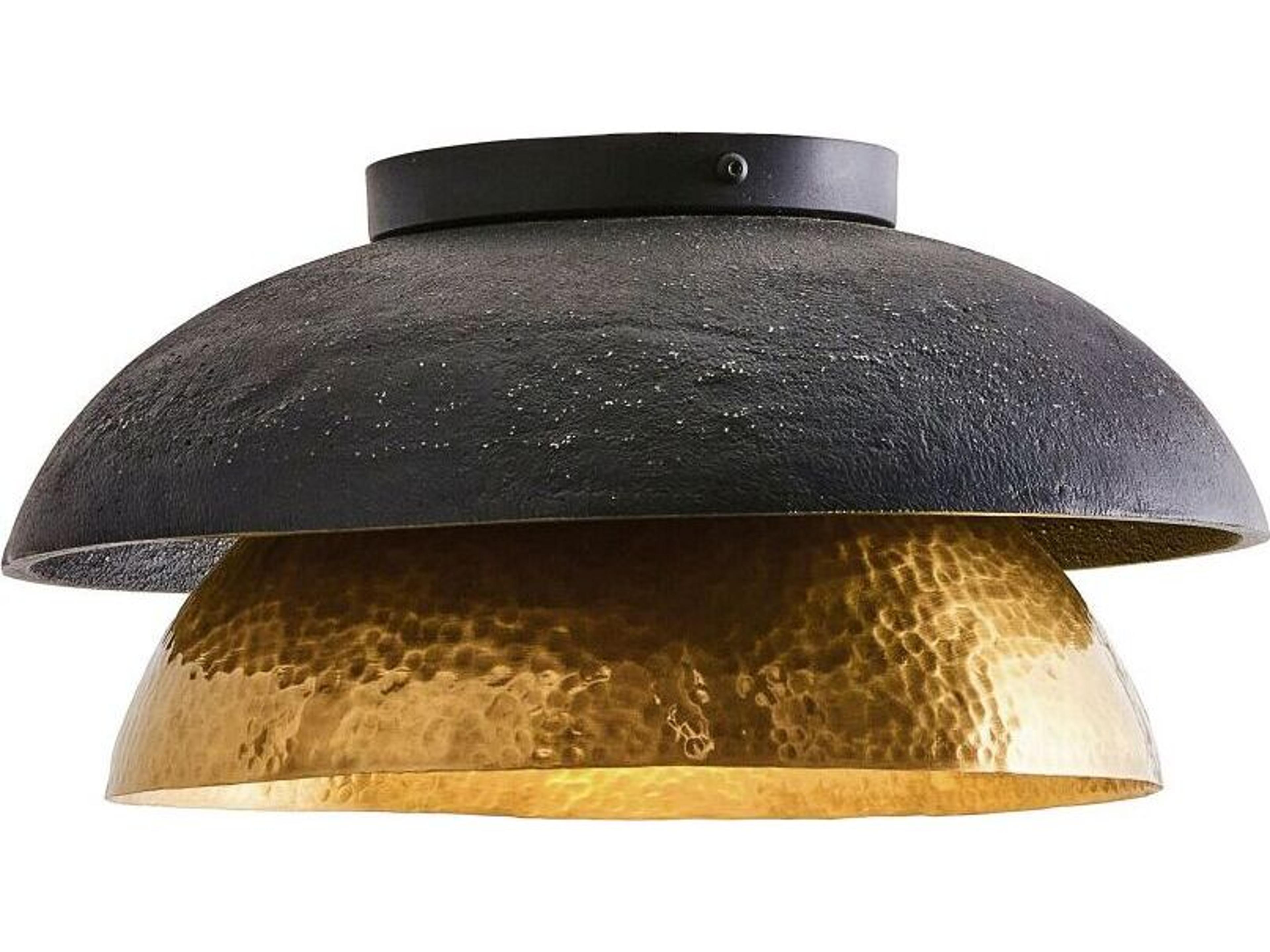 Arteriors Home Amani 1-Light Blackened Iron Antique Brass Bowl Flush Mount