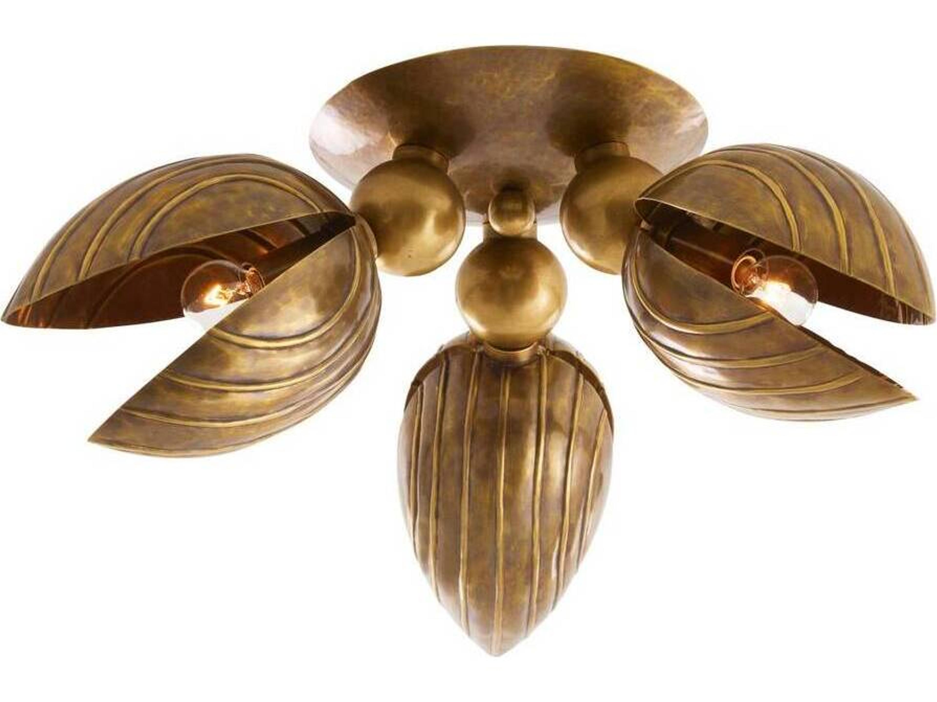 Arteriors Home Inessa Arteriors Home 3-Light Vintage Brass Gold Flush Mount