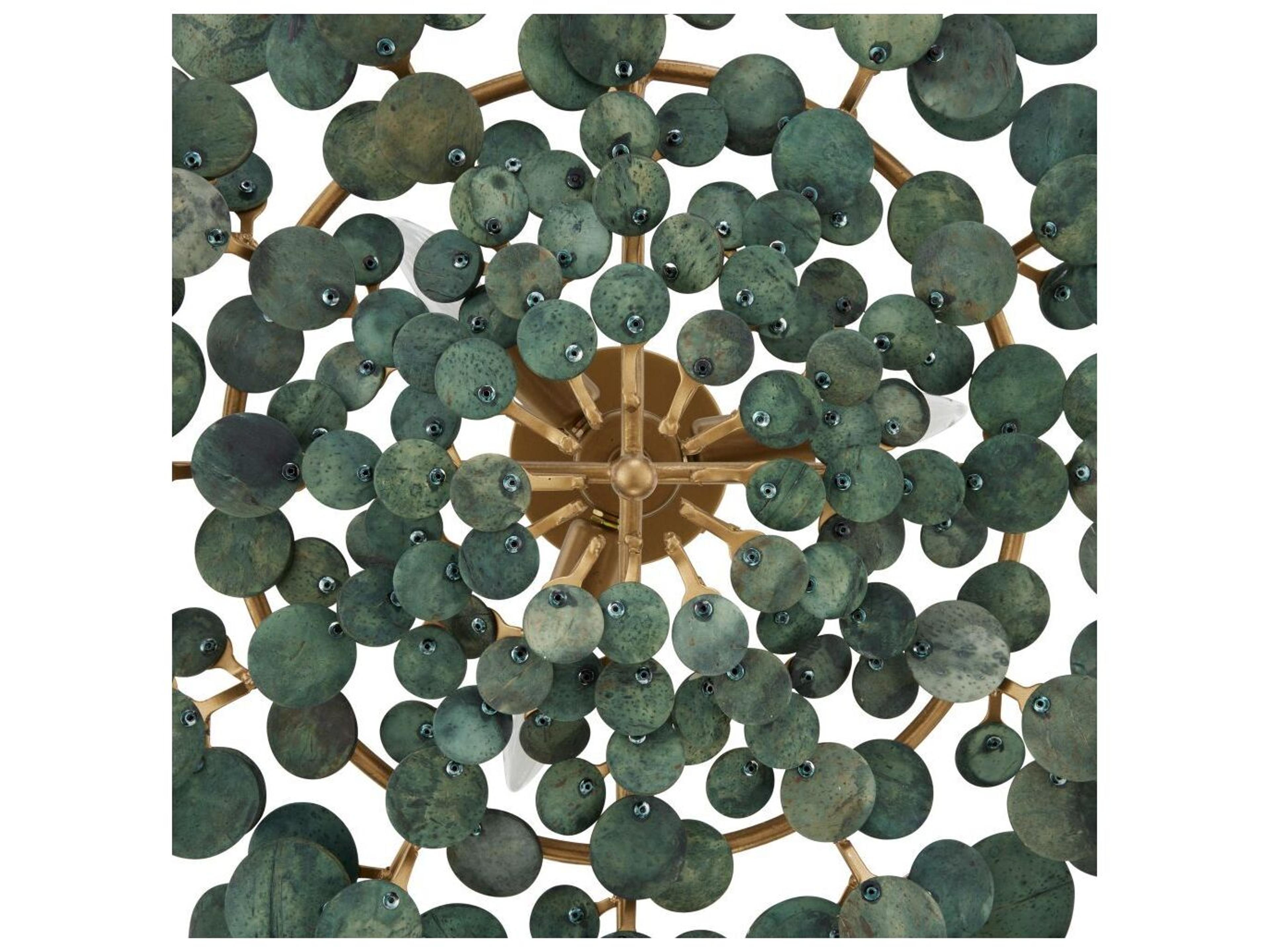 Arteriors Home Bilal 3-Light Eucalyptus Antique Brass Green Semi Flush Mount