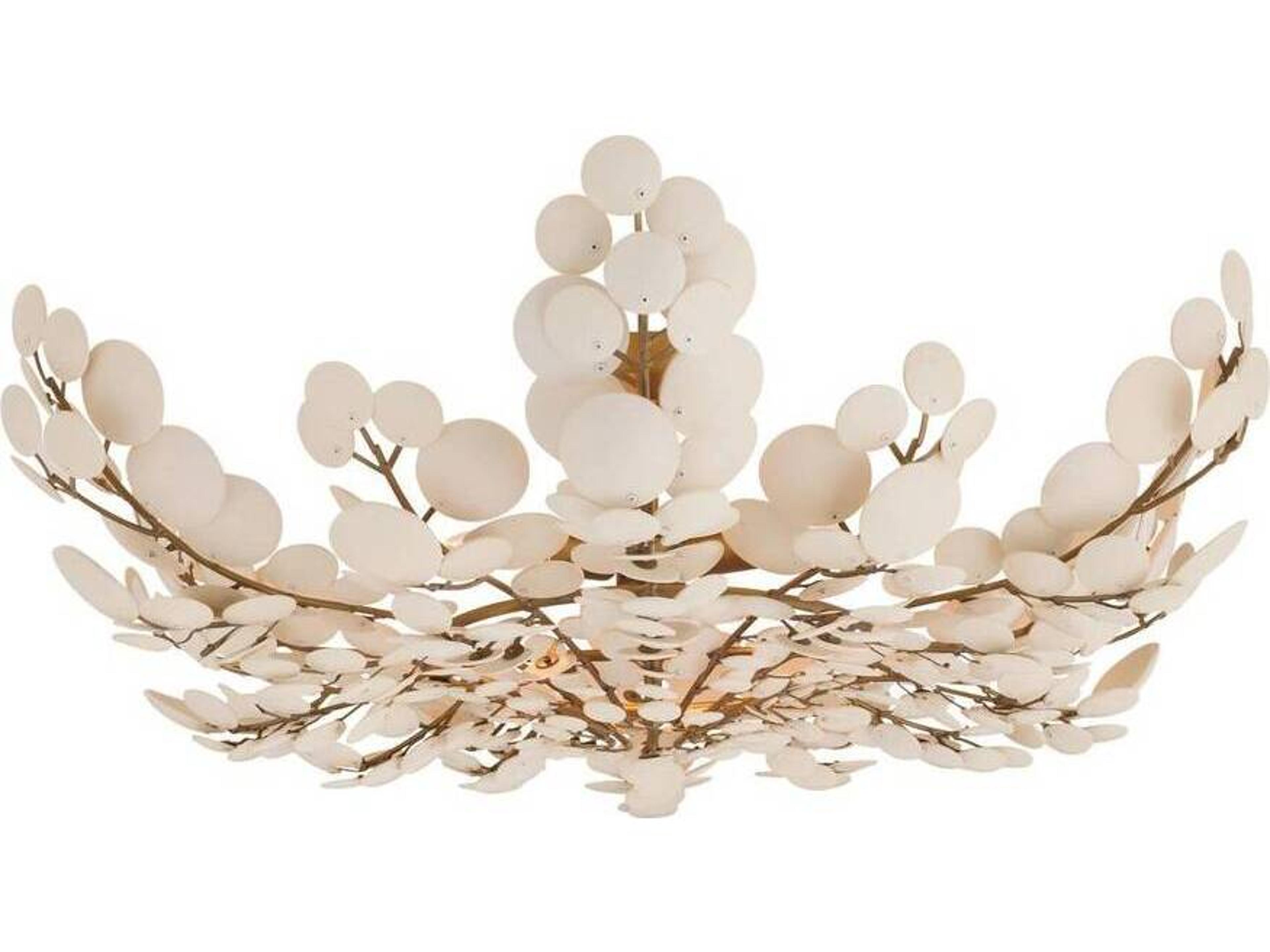 Arteriors Home Bilal 3-Light Ivory Antique Brass White Gold Flush Mount