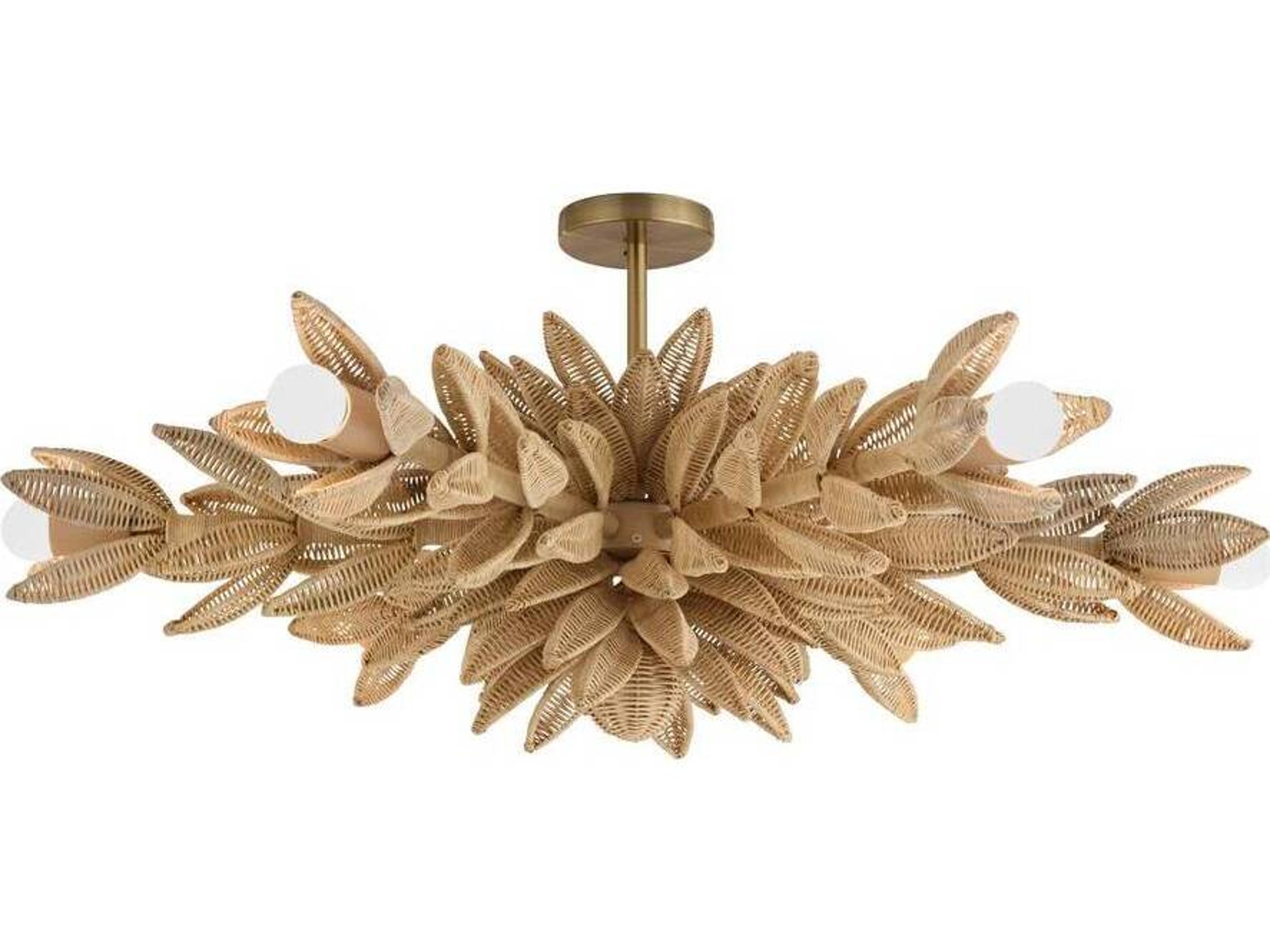 Arteriors Home Kasai Arteriors Home 6-Light Natural Antique Brass Gold Brown Pendant