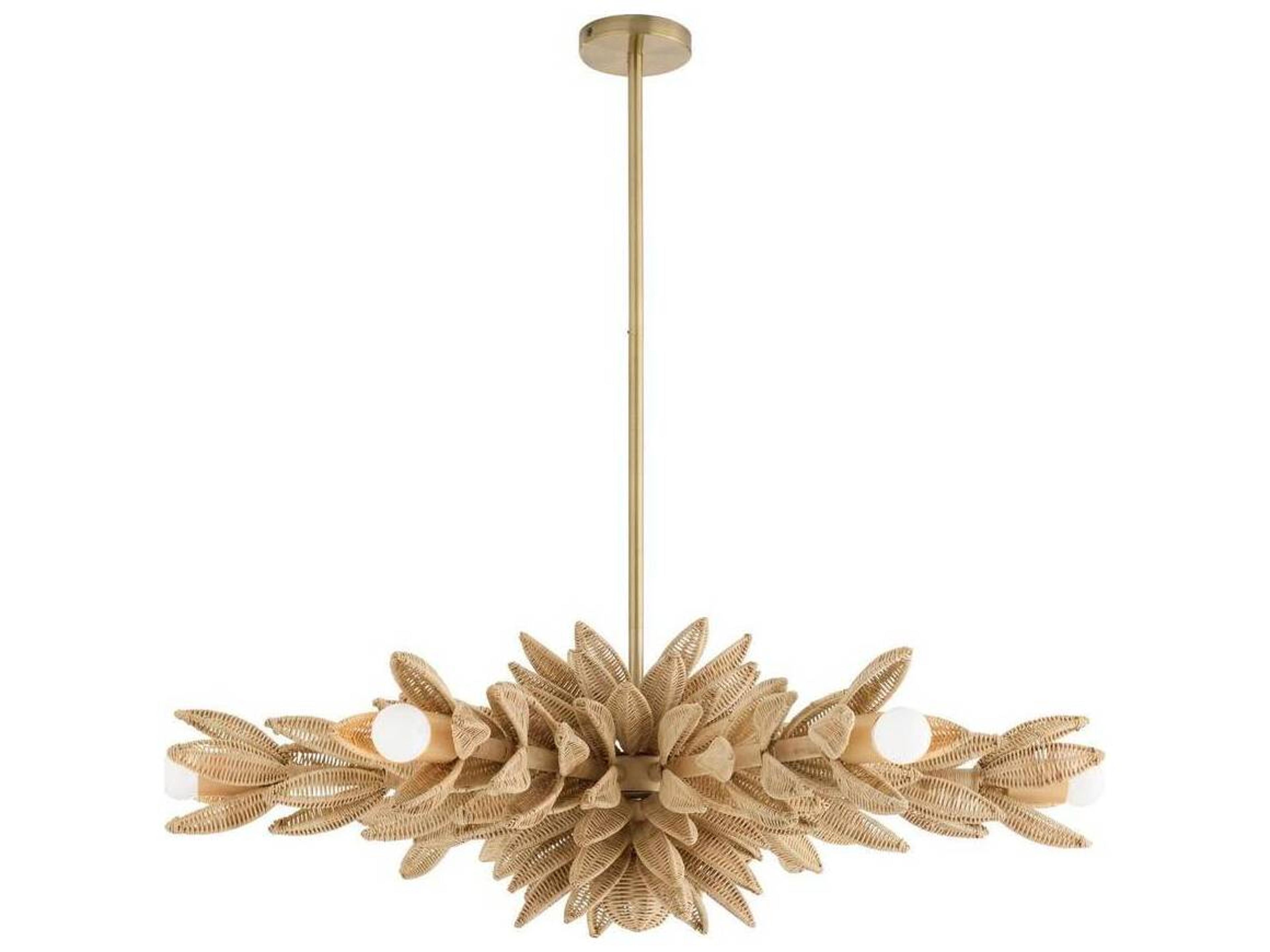 Arteriors Home Kasai Arteriors Home 6-Light Natural Antique Brass Gold Brown Pendant