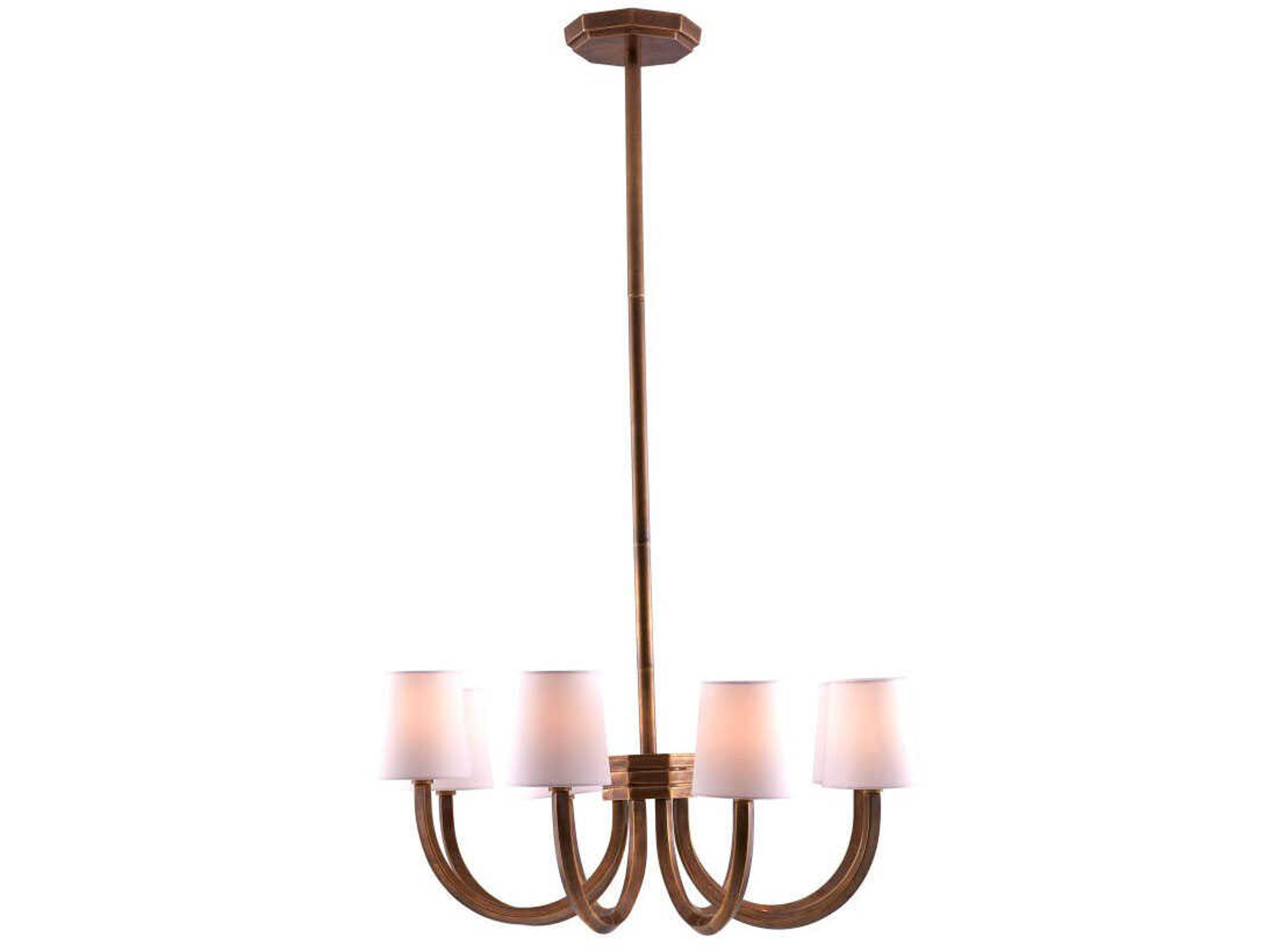 Gaetano Chandelier Vintage Brass 8 Light Fixture