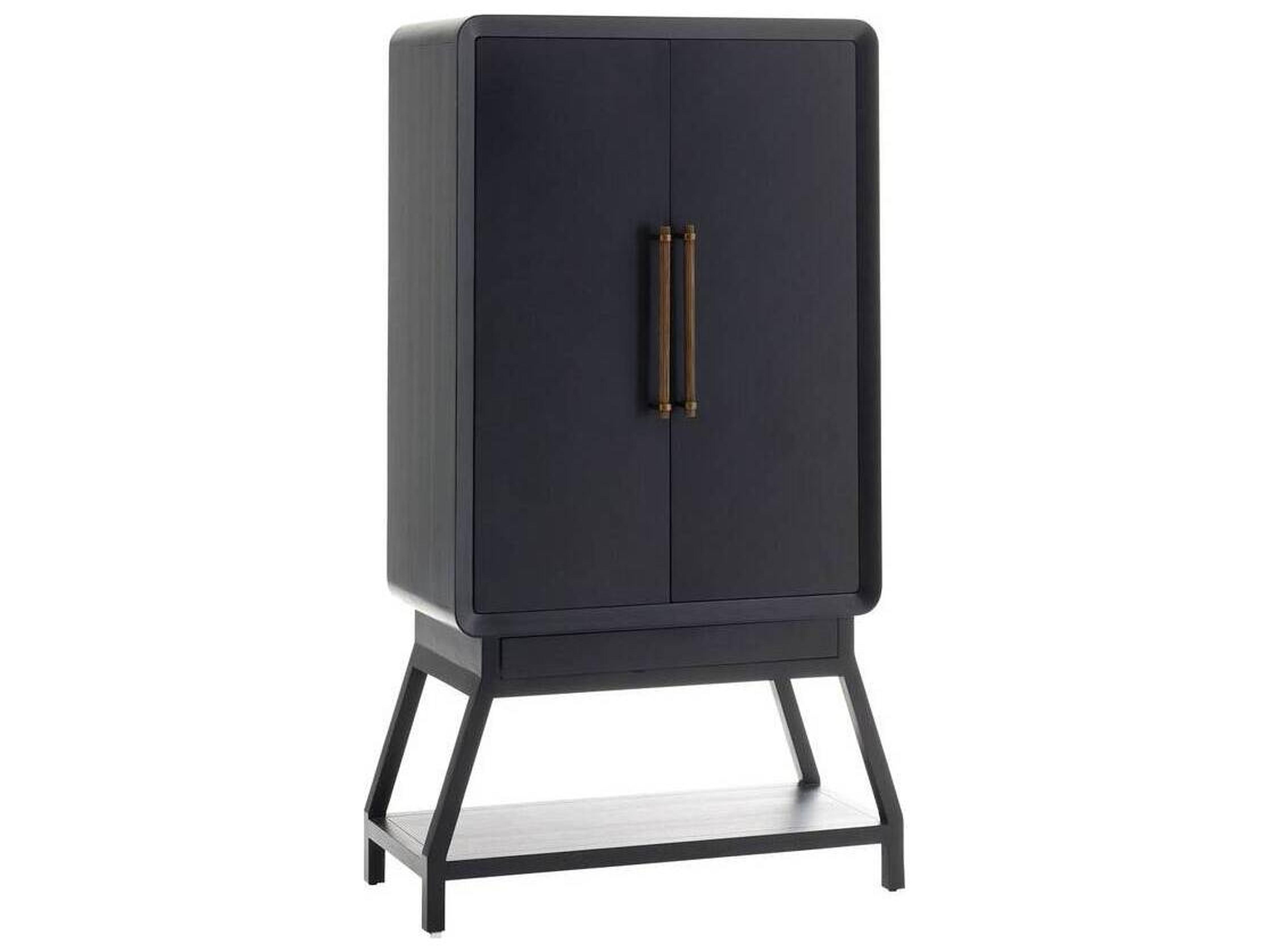 Arteriors Home Cantu Oak Wood Ebony Bar Cabinet