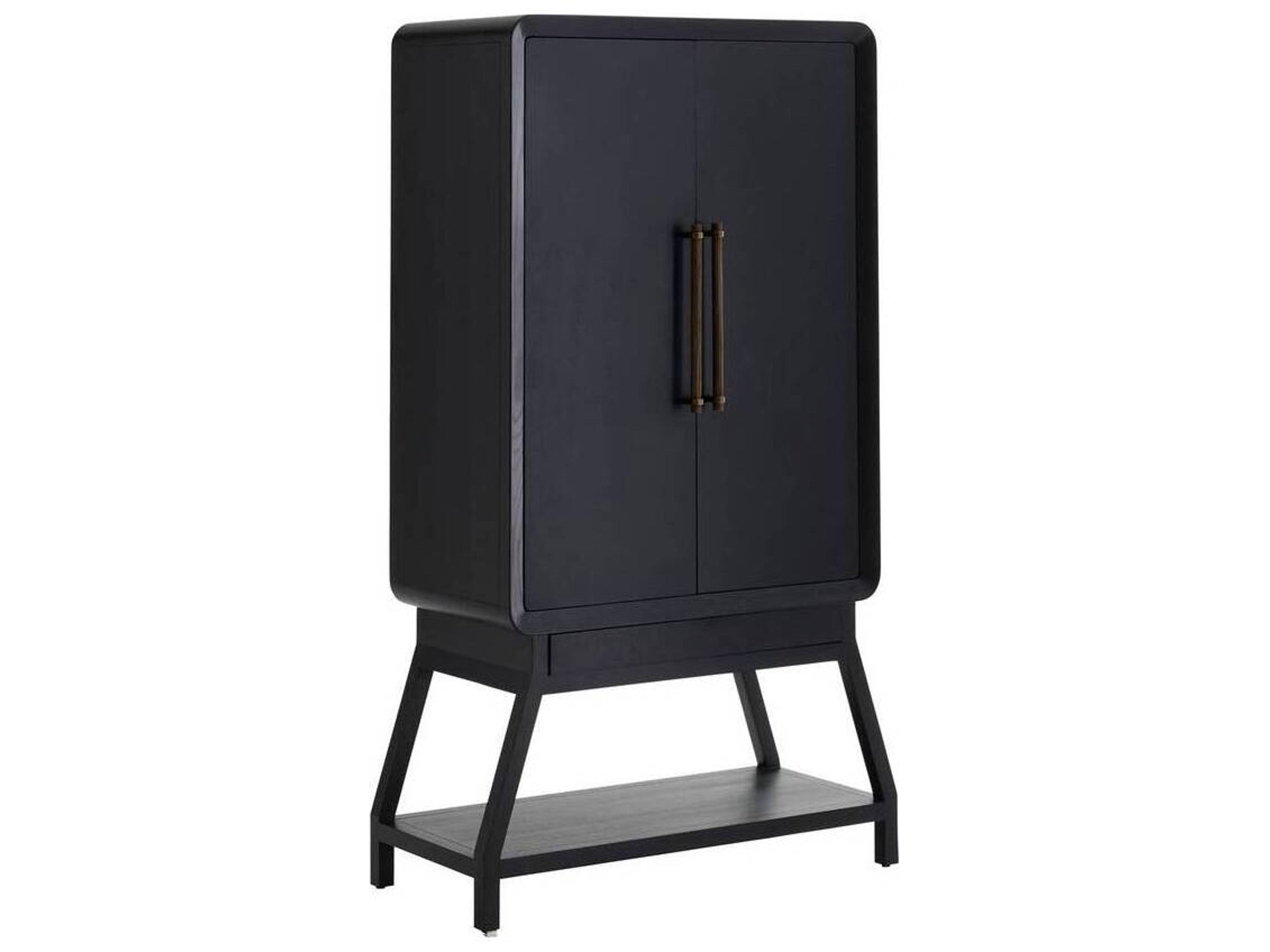 Arteriors Home Cantu Oak Wood Ebony Bar Cabinet