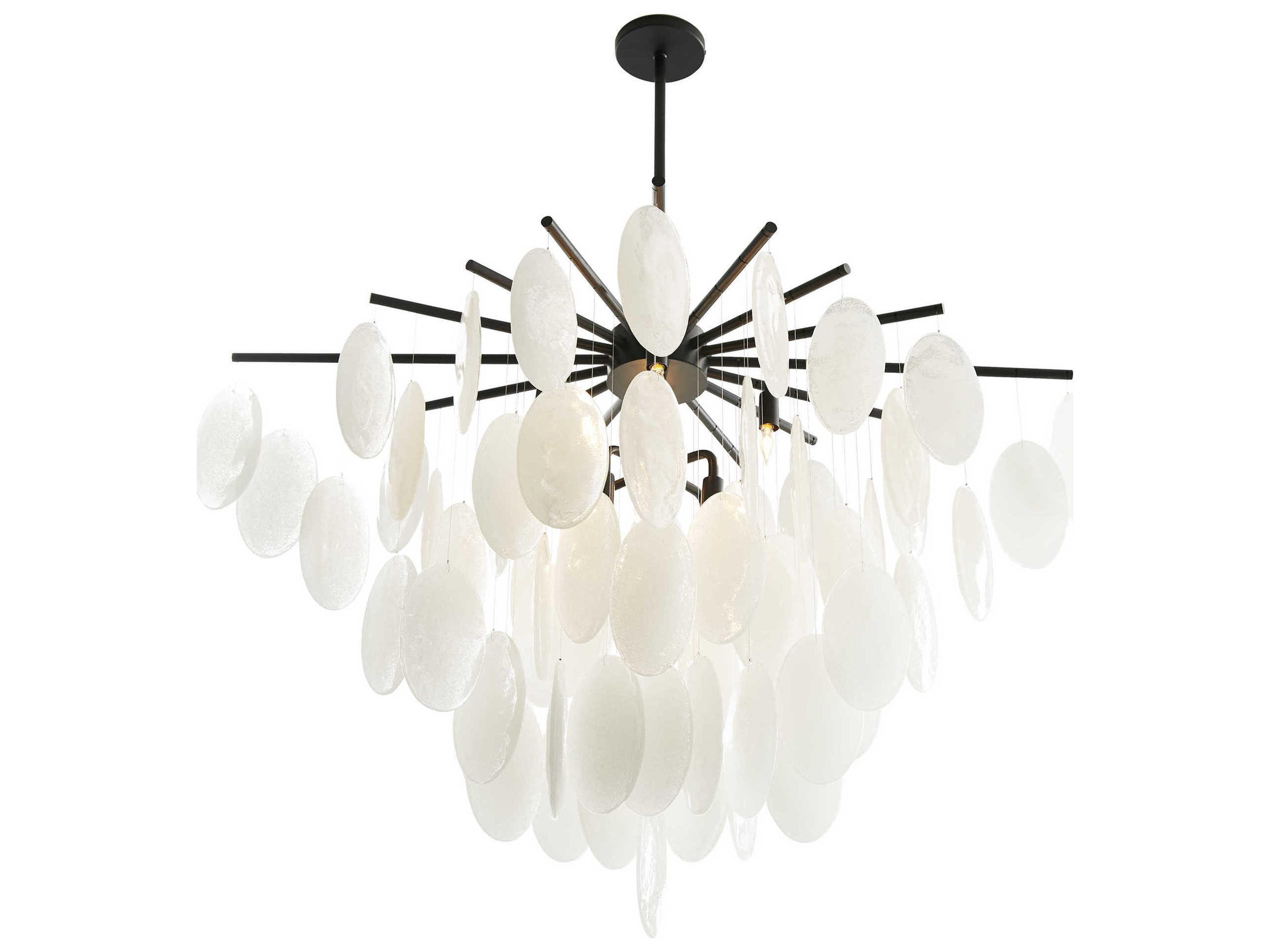 Arteriors Home Jay Jeffers 8-Light Blackened White Glass Linear Chandelier