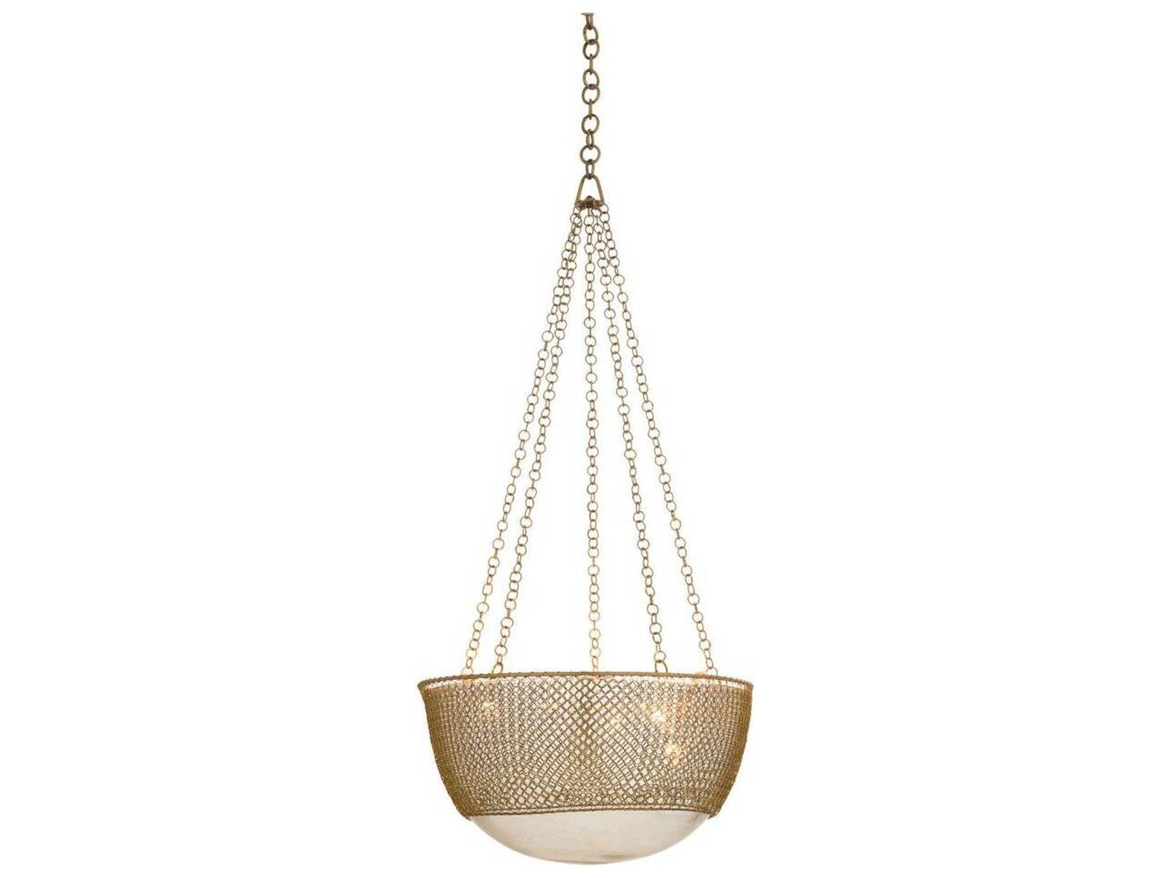 Arteriors Home Chainmail 3-Light Antique Brass Pendant