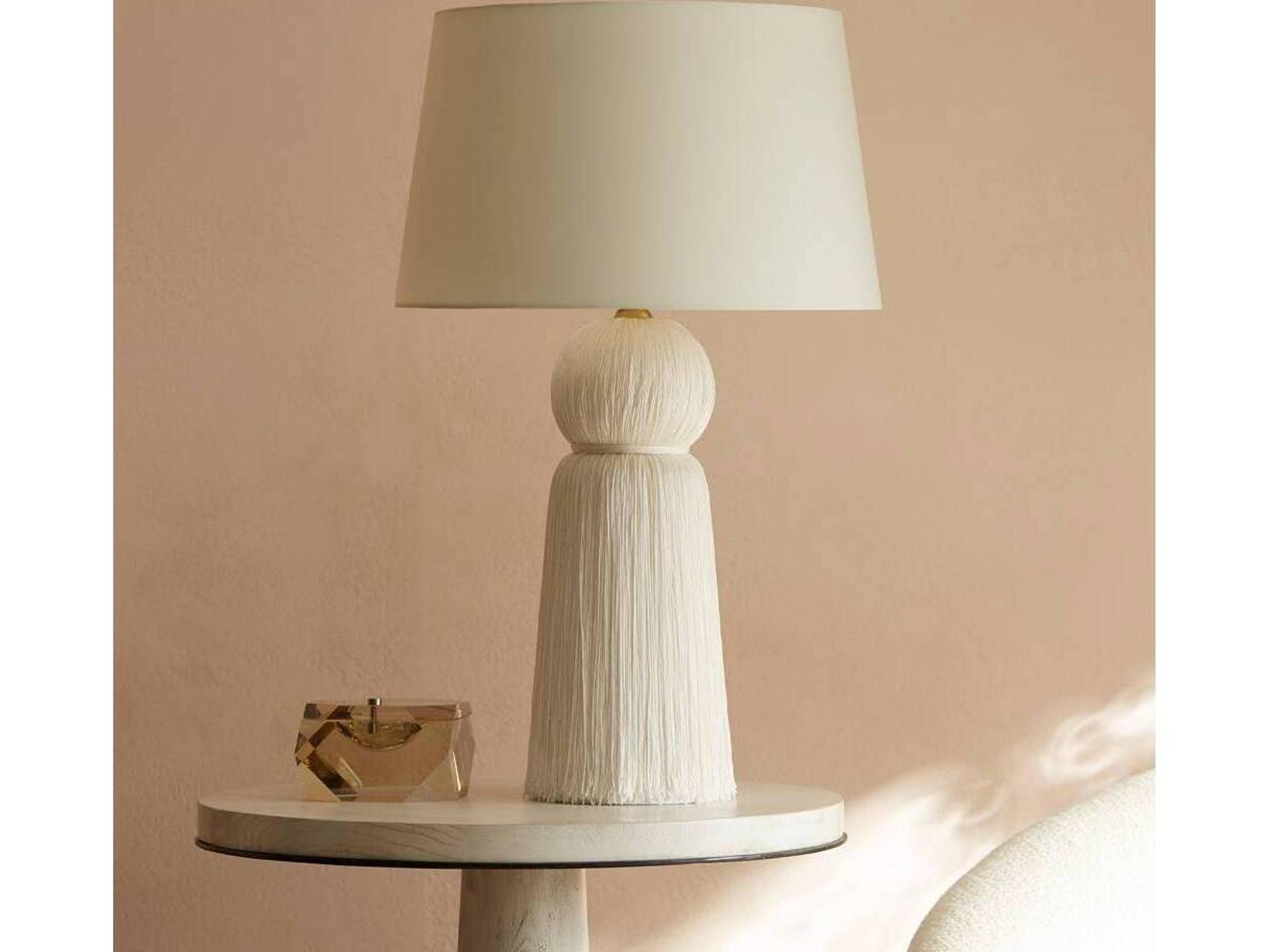 Arteriors Home Tassel Ivory Silk Blend Yarn Off White Buffet Lamp