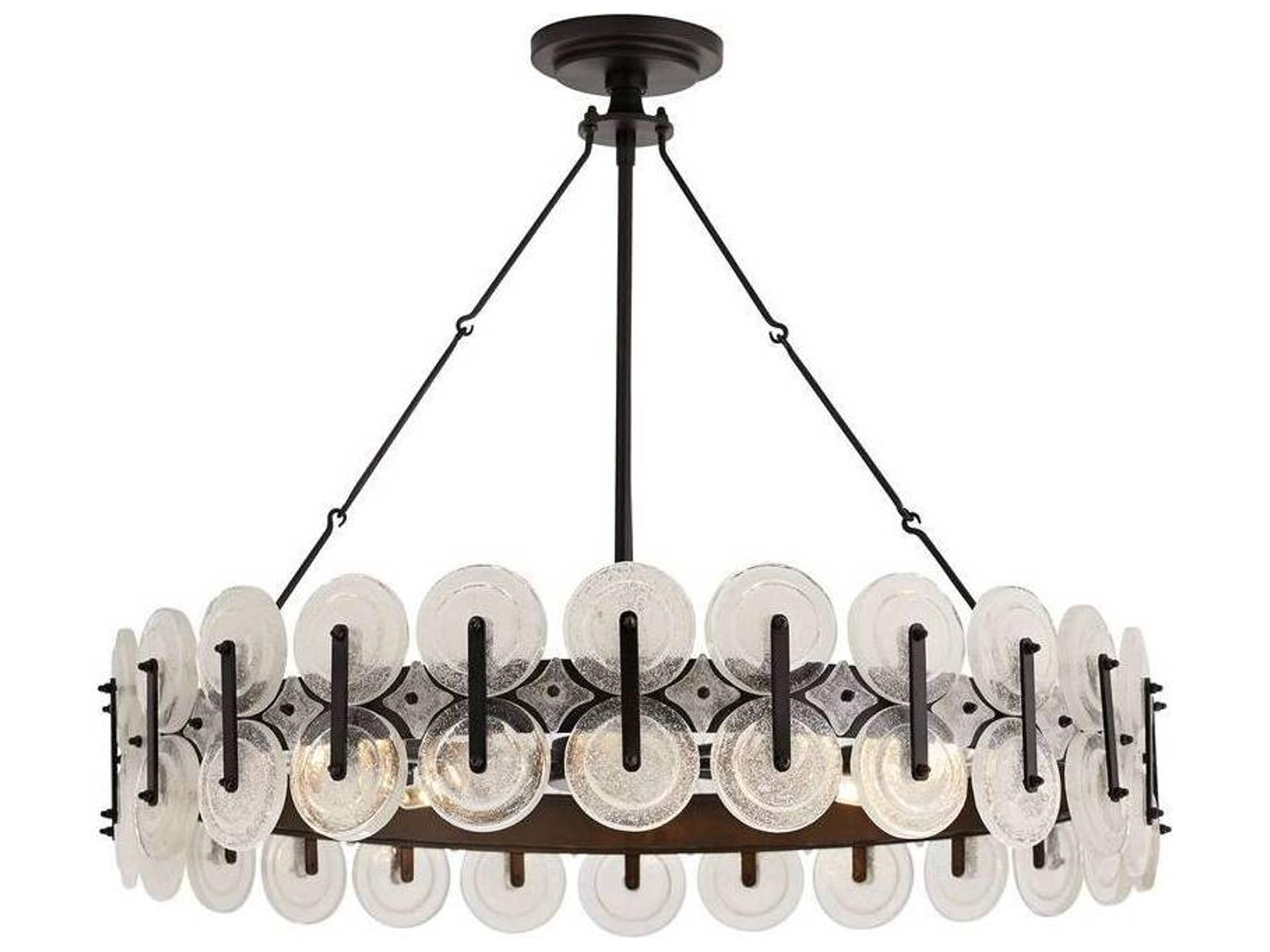 Arteriors Home Rondelle 8-Light Blackened Iron Round Pendant