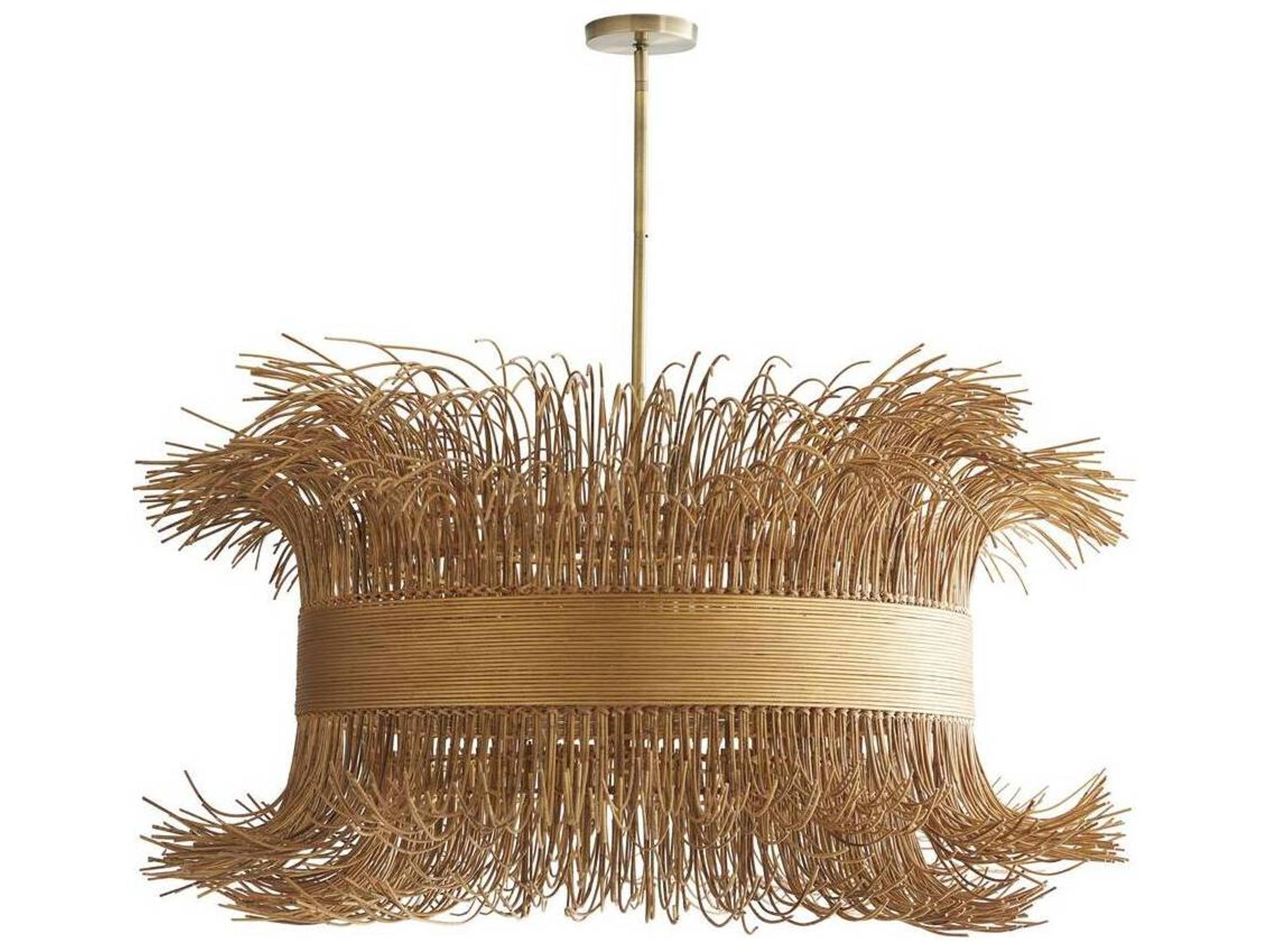 Arteriors Home Filamento 6-Light Natural Rattan Antique Brass Pendant