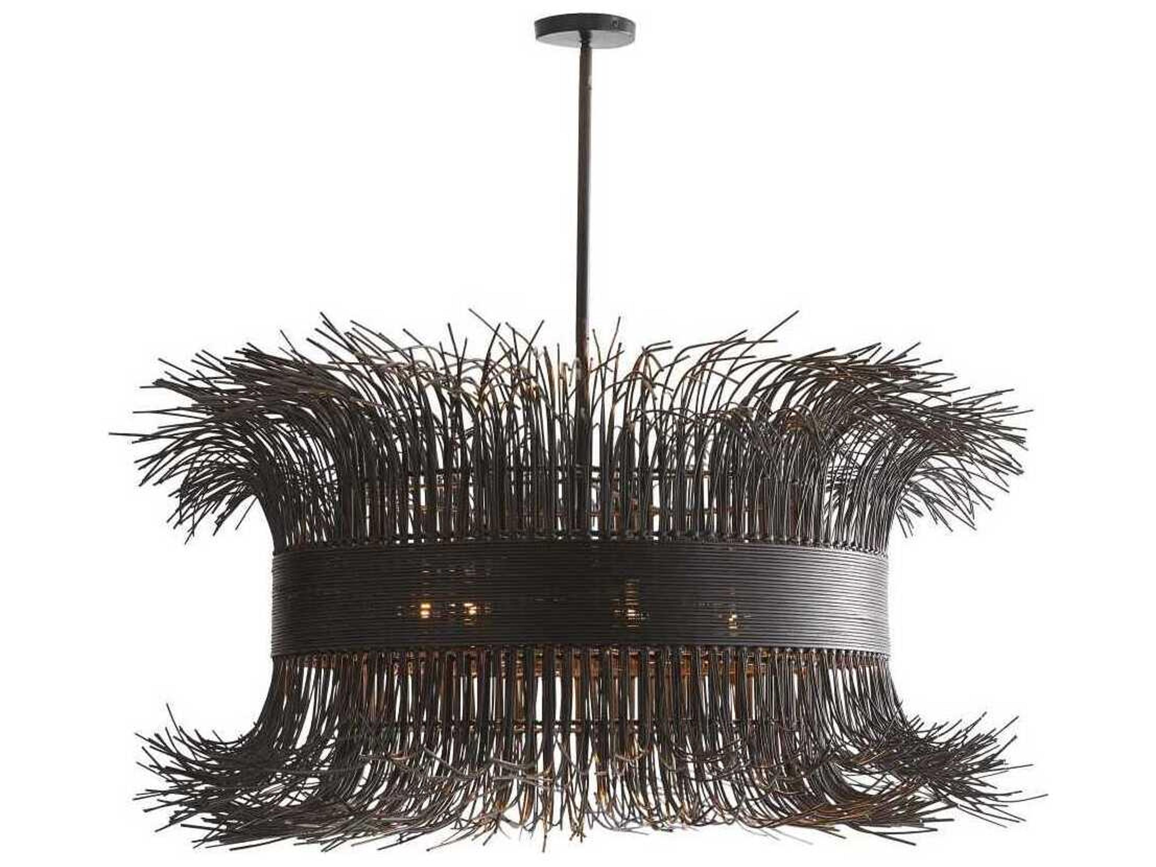 Filamento Chandelier in Black Rattan Modern