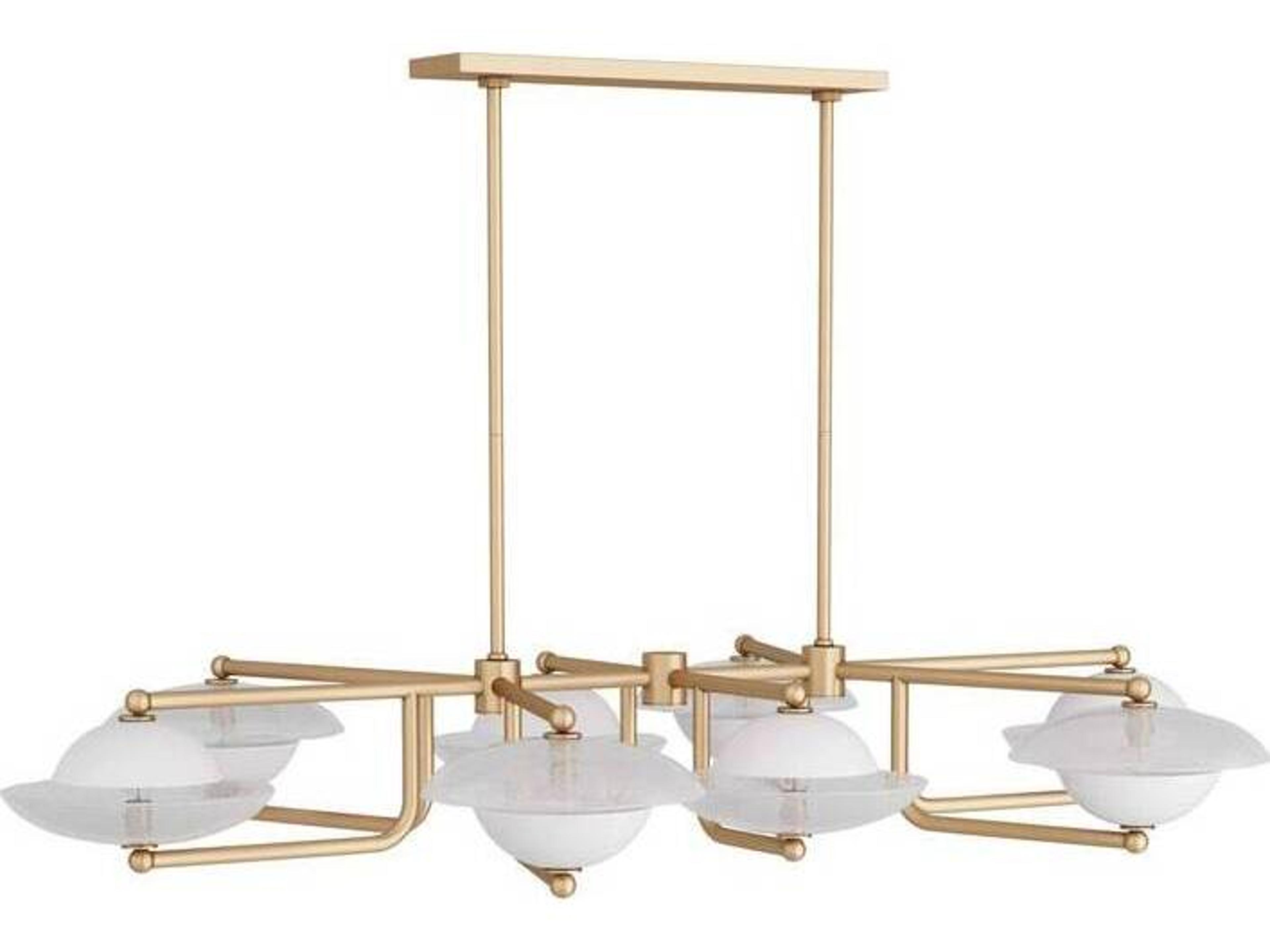 Arteriors Home 8-Light Clear Seedy Brass Bowl Linear Island Pendant