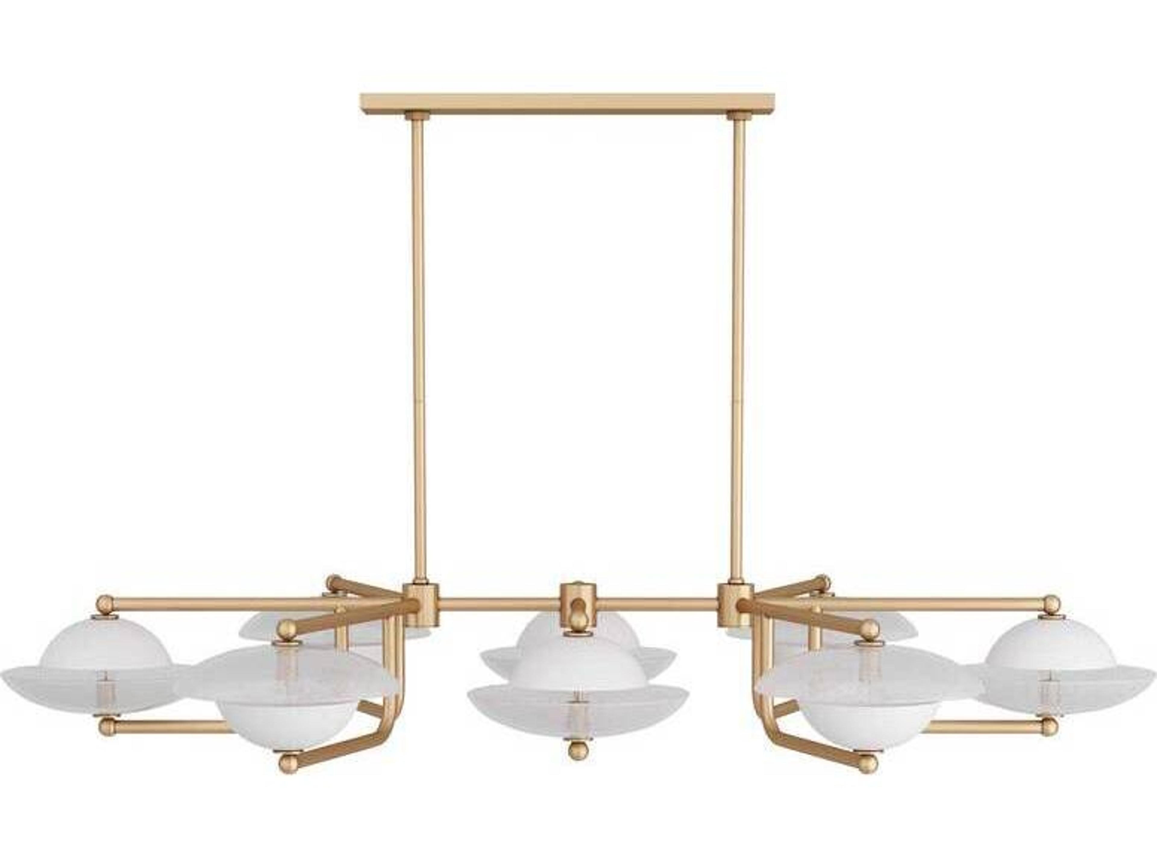 Arteriors Home 8-Light Clear Seedy Brass Bowl Linear Island Pendant