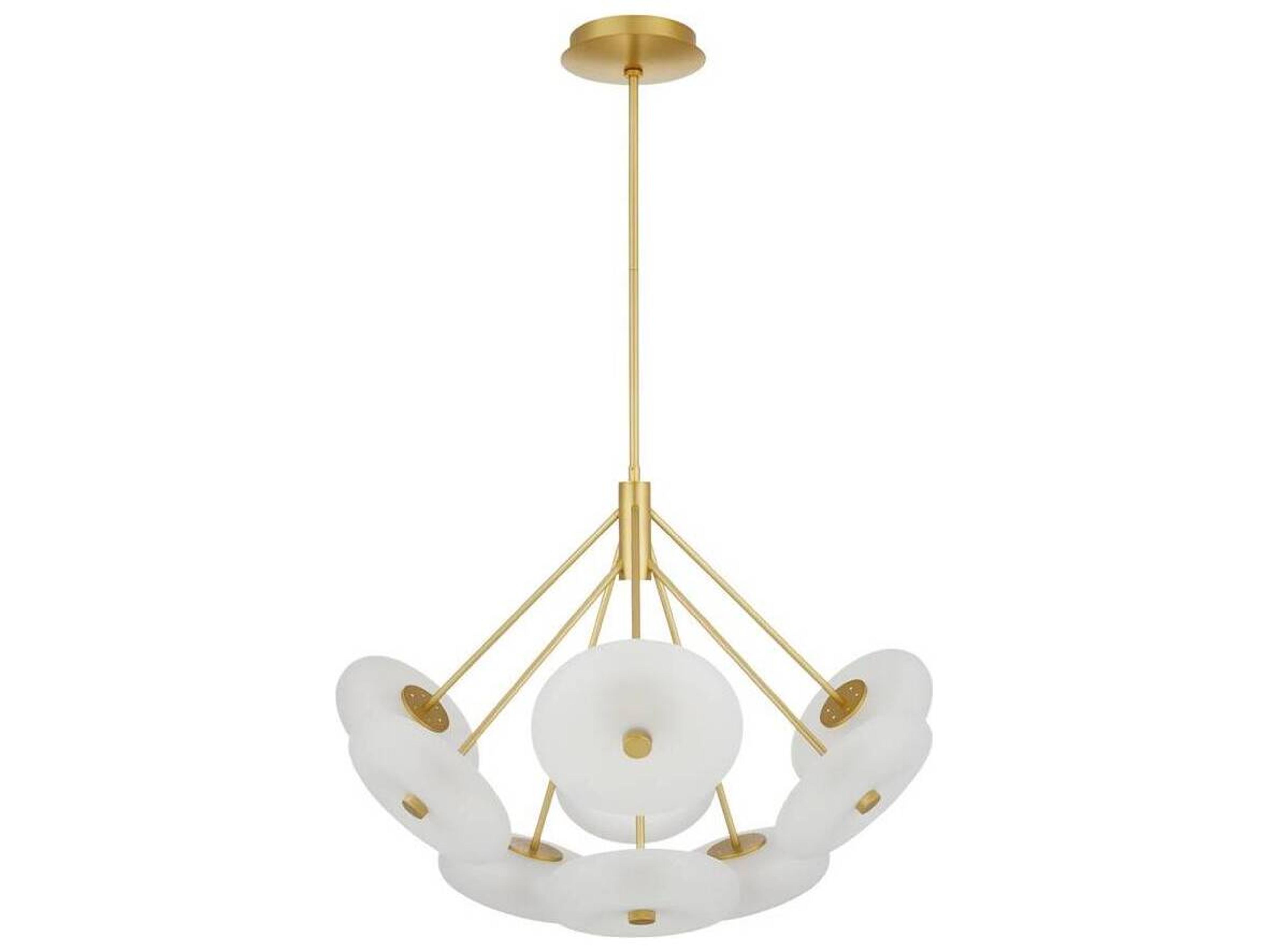 Arteriors Home Helios 9-Light Frosted Antique Brass Round Chandelier