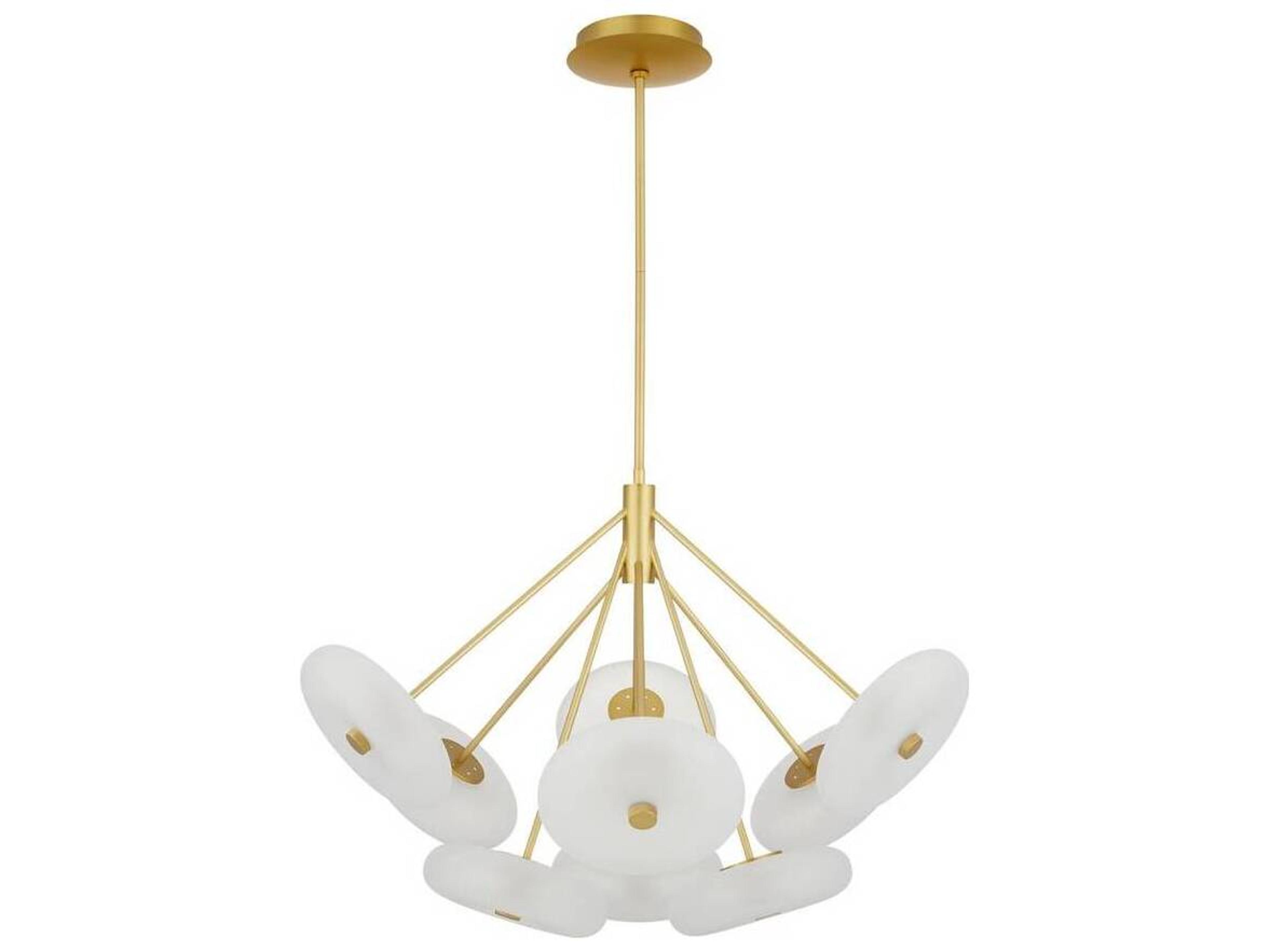 Arteriors Home Helios 9-Light Frosted Antique Brass Round Chandelier