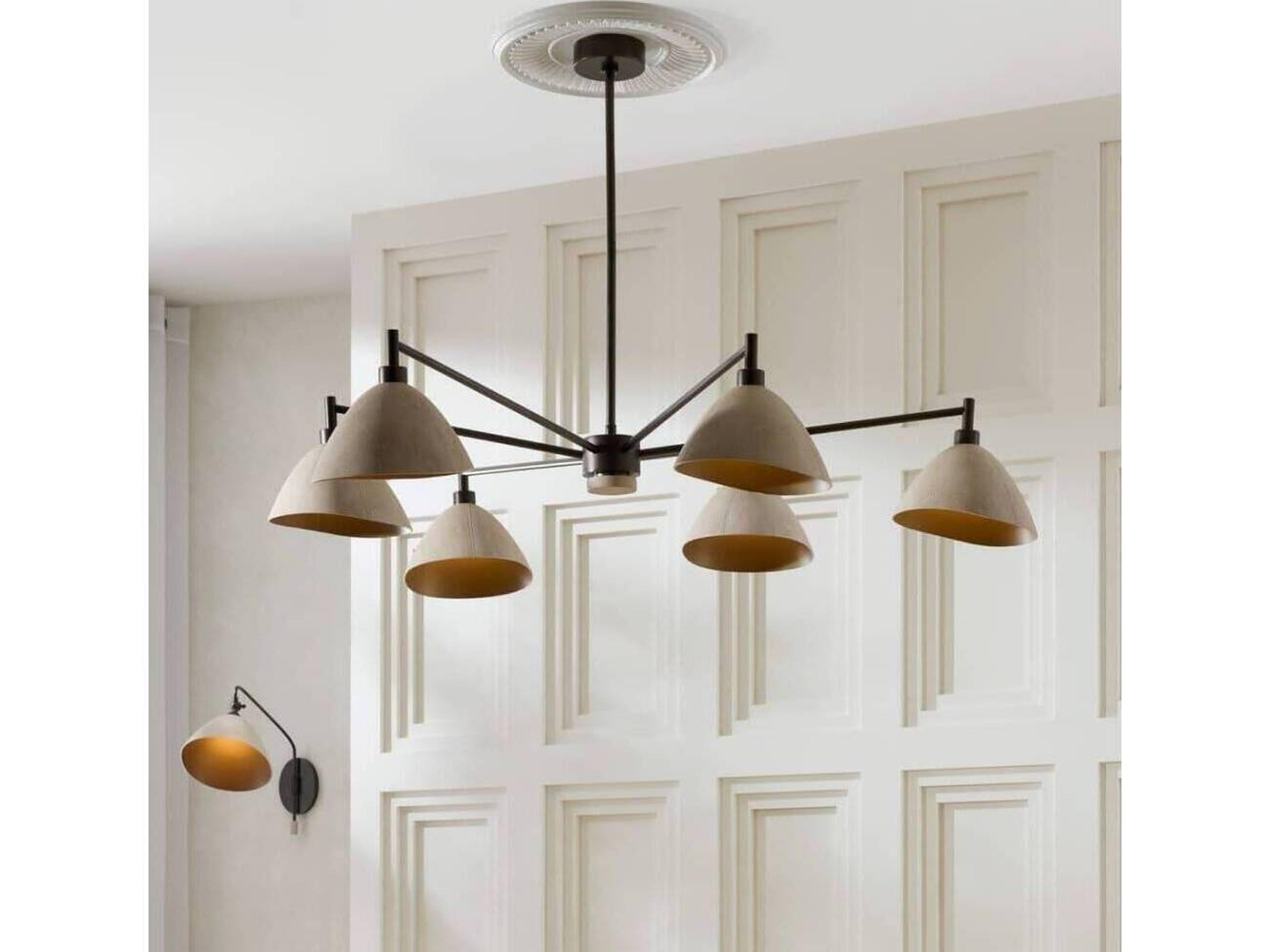 Arteriors Home Inlet 6-Light Ivory English Bronze White Black Chandelier