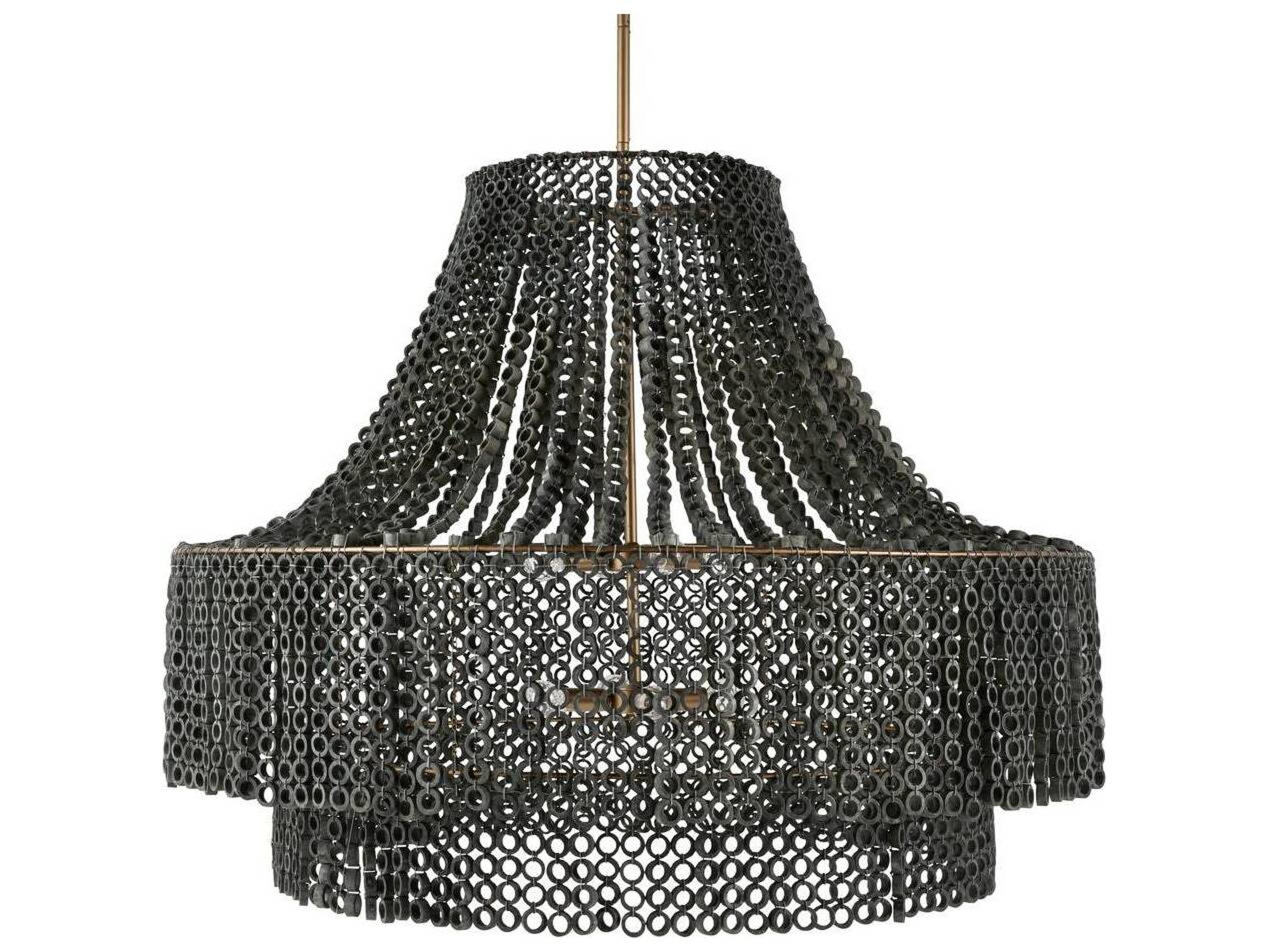 Arteriors Home Hannie 8-Light Gray Wash Antique Brass Chandelier