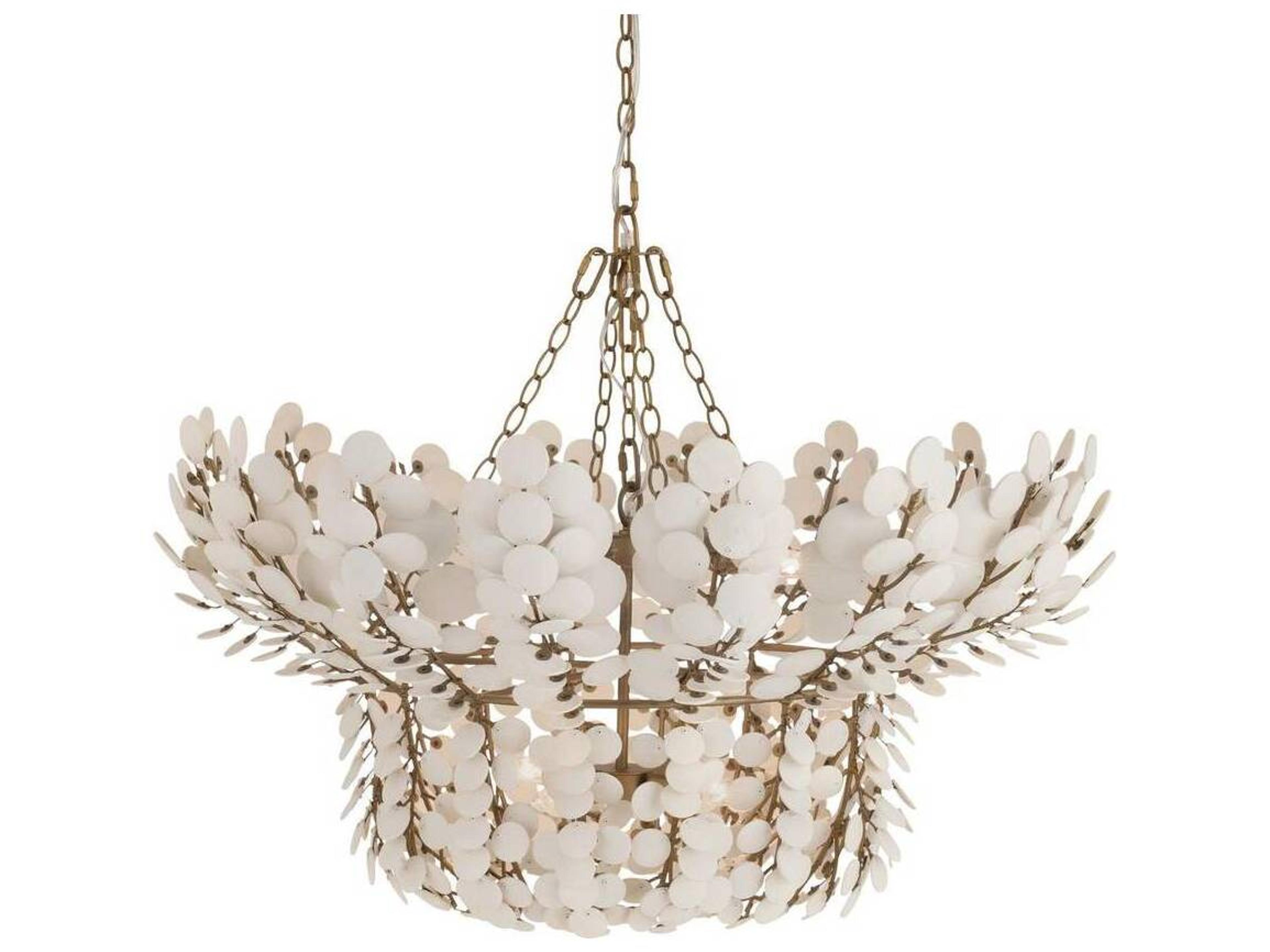 Arteriors Home Bilal 8-Light Ivory Antique Brass White Gold Chandelier