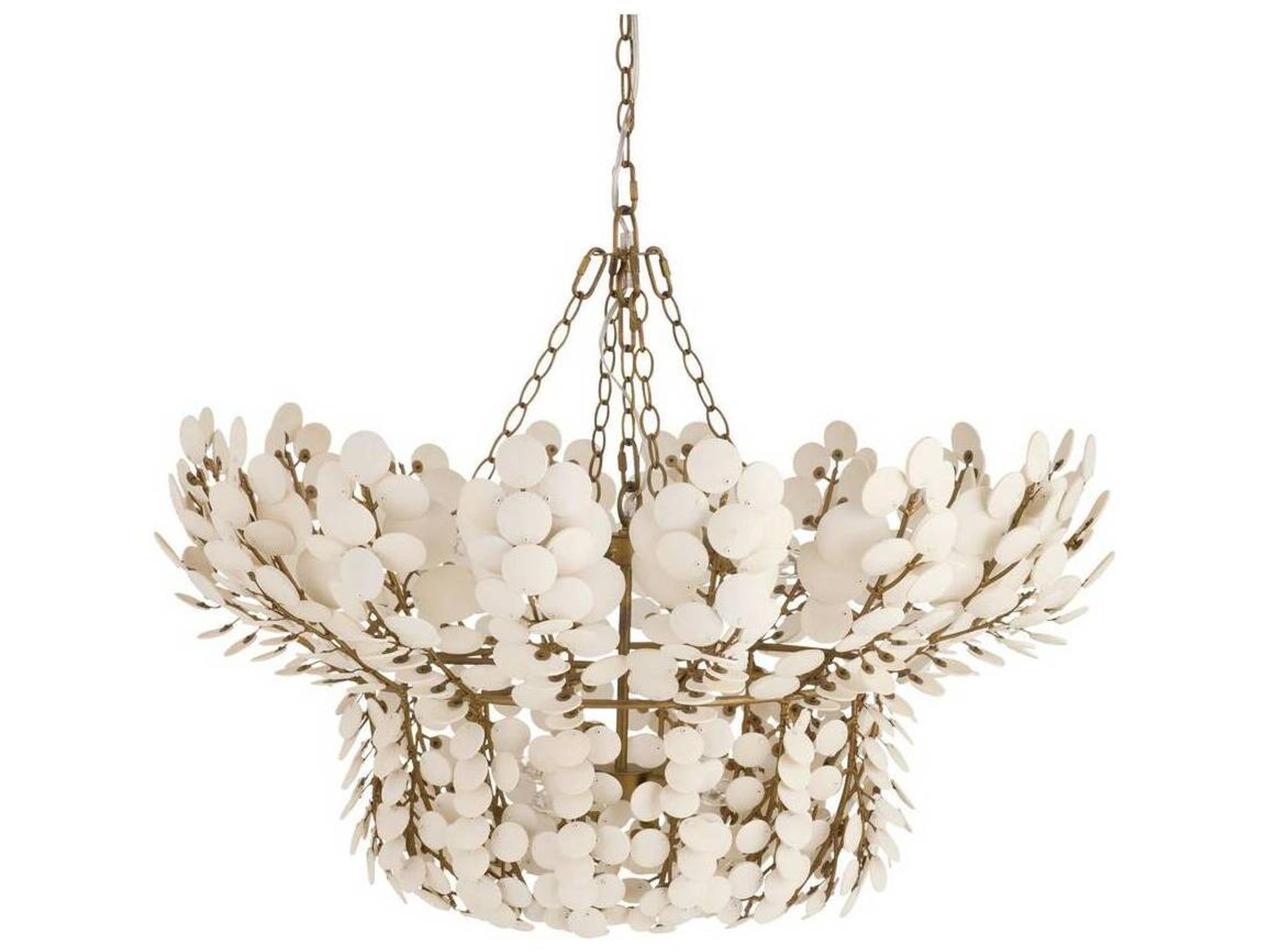 Arteriors Home Bilal 8-Light Ivory Antique Brass White Gold Chandelier