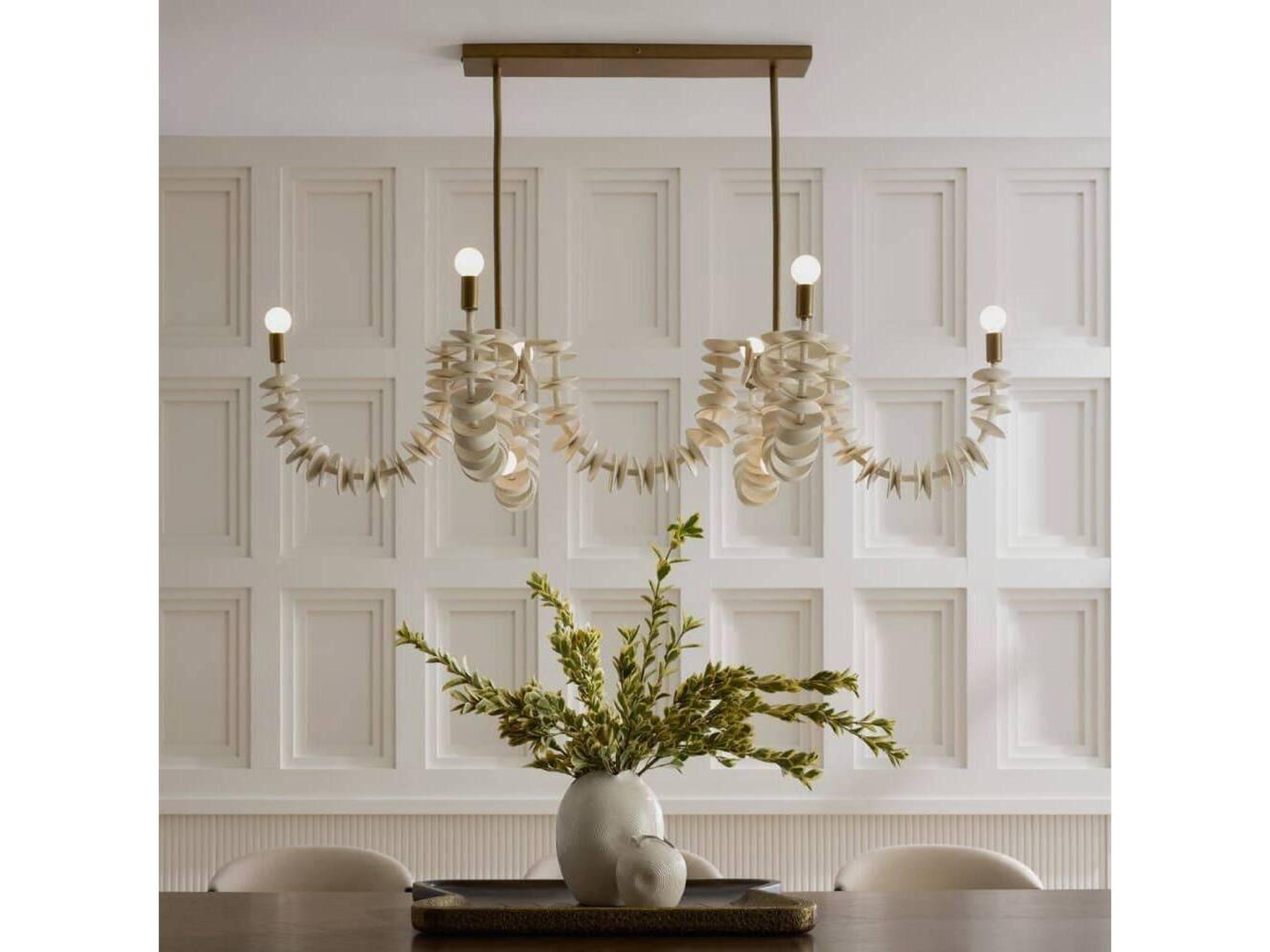 Arteriors Home Kalama Arteriors Home 8-Light Ivory Antique Brass White Gold Island Pendant