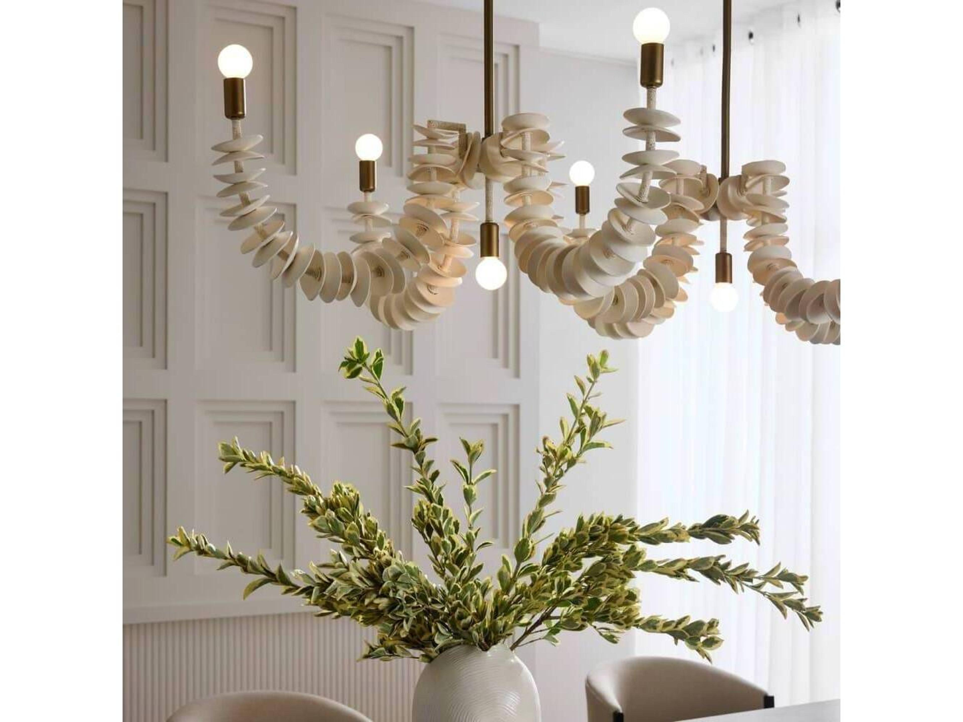 Arteriors Home Kalama Arteriors Home 8-Light Ivory Antique Brass White Gold Island Pendant